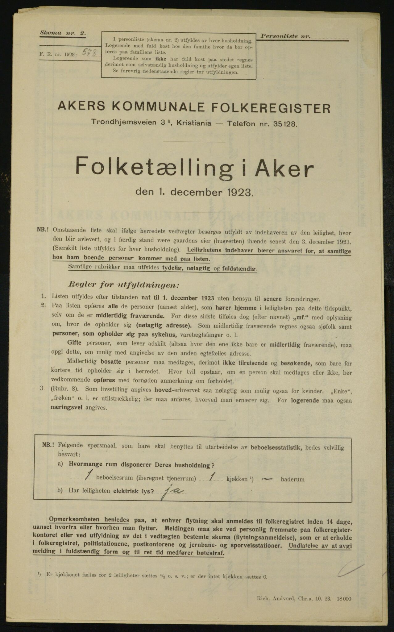 , Municipal Census 1923 for Aker, 1923, p. 26064