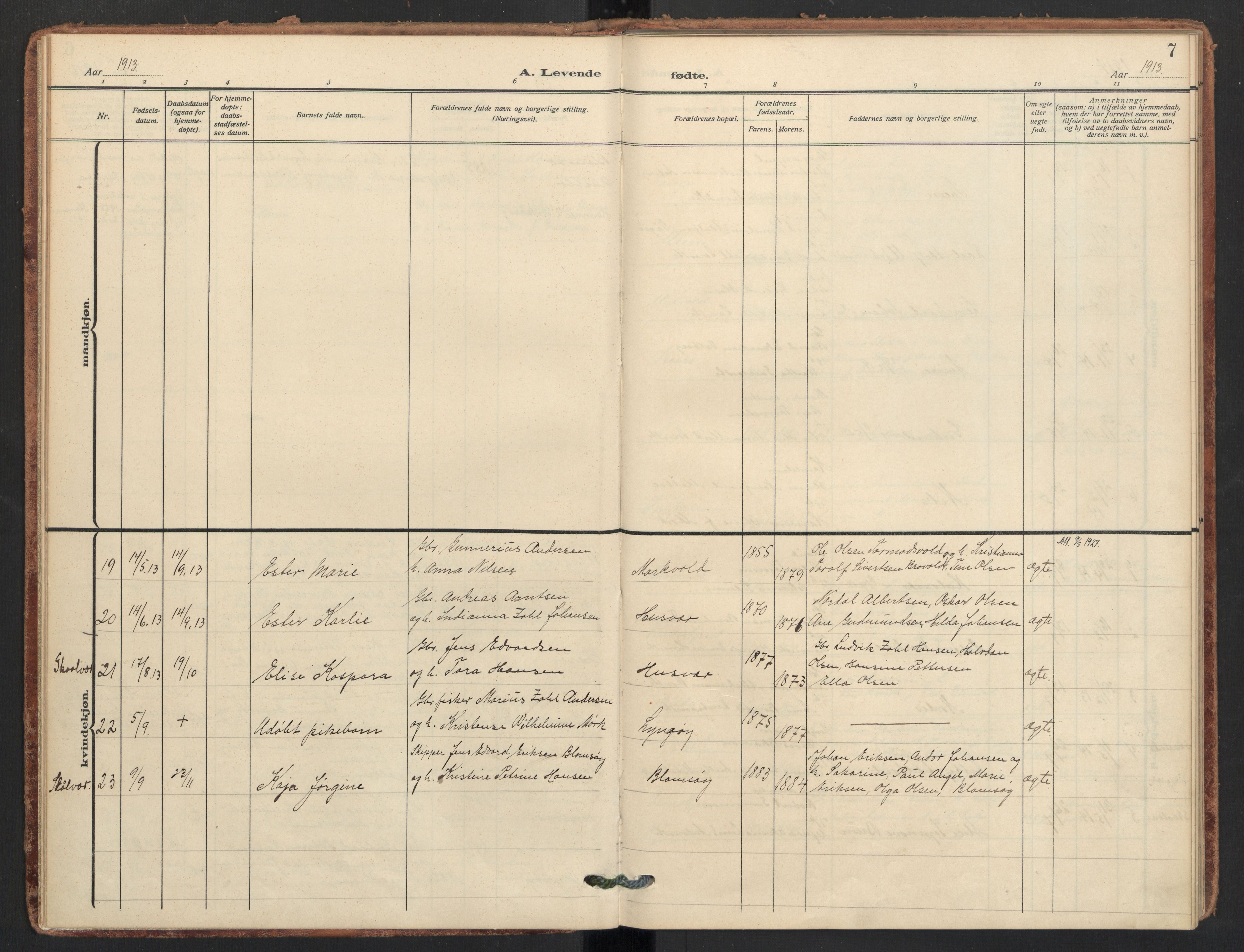 Ministerialprotokoller, klokkerbøker og fødselsregistre - Nordland, AV/SAT-A-1459/830/L0455: Parish register (official) no. 830A19, 1912-1942, p. 7