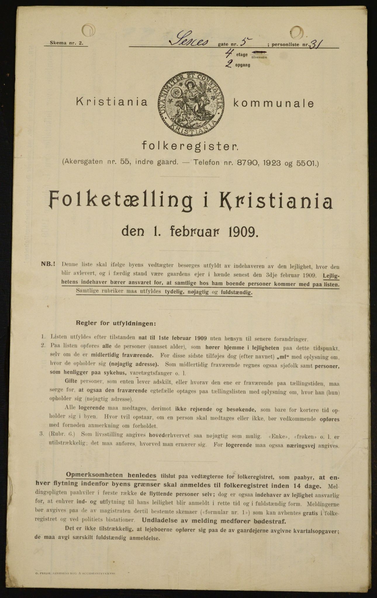 OBA, Municipal Census 1909 for Kristiania, 1909, p. 85944