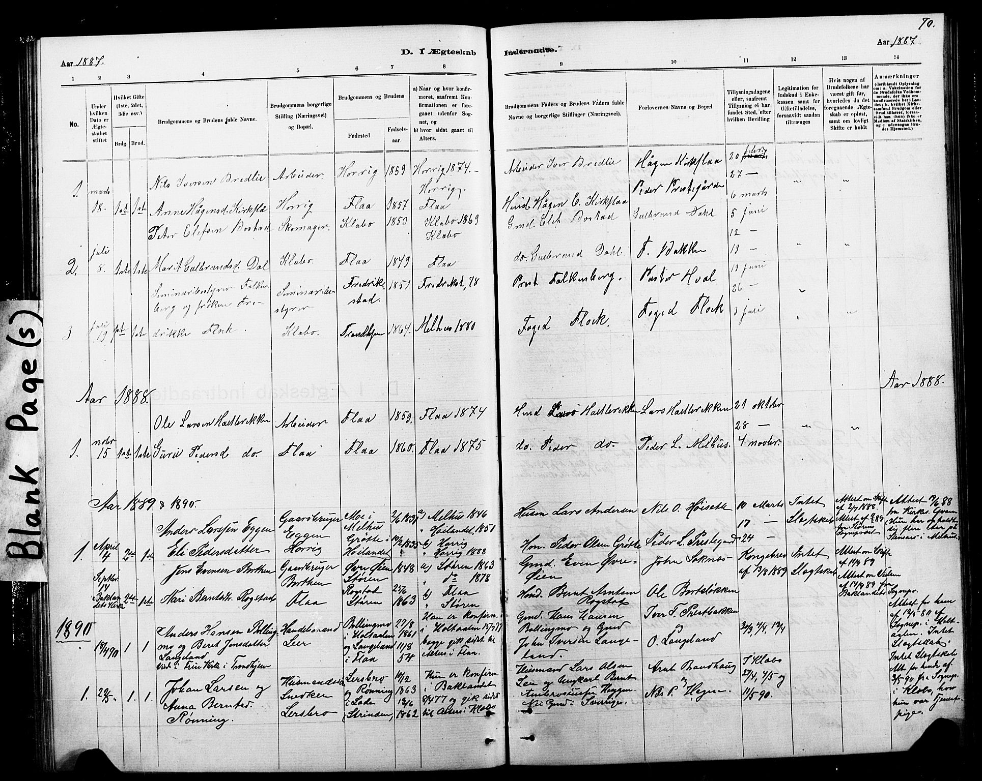 Ministerialprotokoller, klokkerbøker og fødselsregistre - Sør-Trøndelag, AV/SAT-A-1456/693/L1123: Parish register (copy) no. 693C04, 1887-1910, p. 70