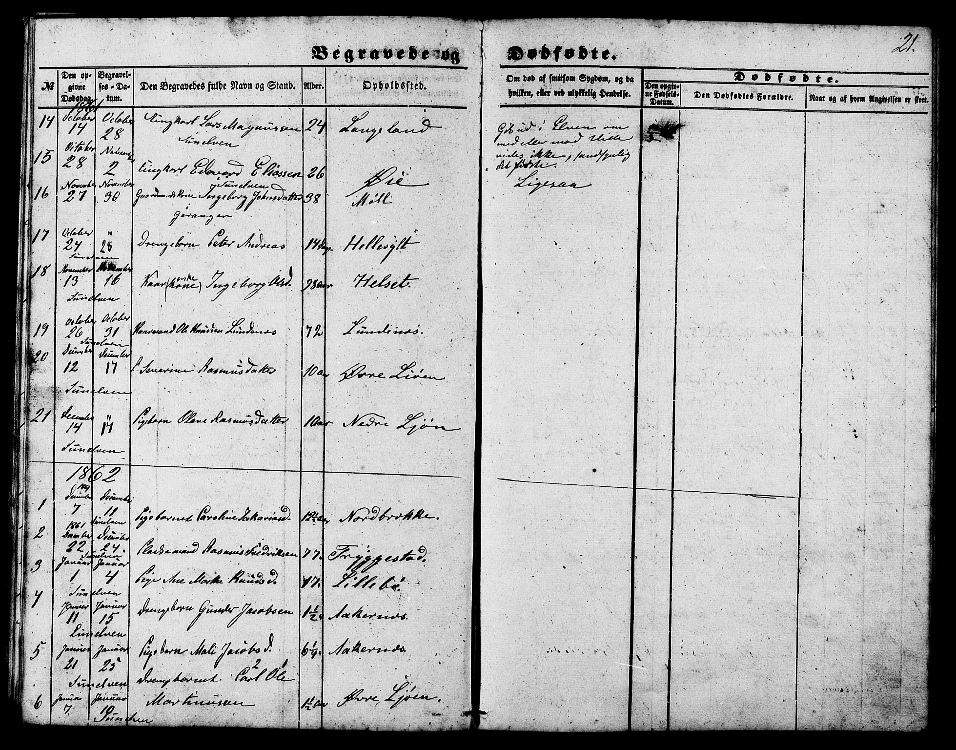 Ministerialprotokoller, klokkerbøker og fødselsregistre - Møre og Romsdal, SAT/A-1454/517/L0223: Parish register (official) no. 517A03, 1850-1870, p. 21