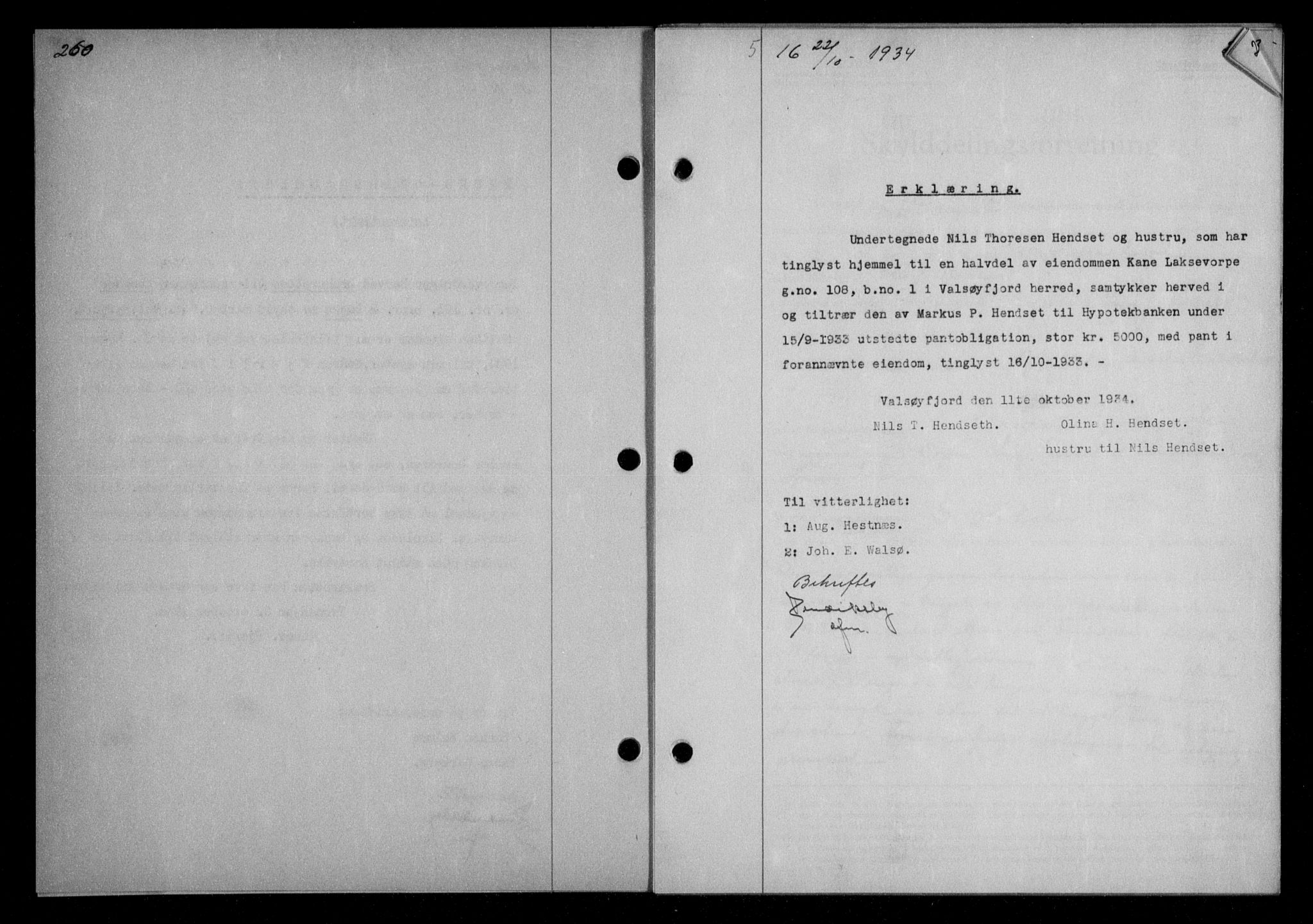 Nordmøre sorenskriveri, AV/SAT-A-4132/1/2/2Ca/L0082: Mortgage book no. 72, 1934-1934, Deed date: 22.10.1934