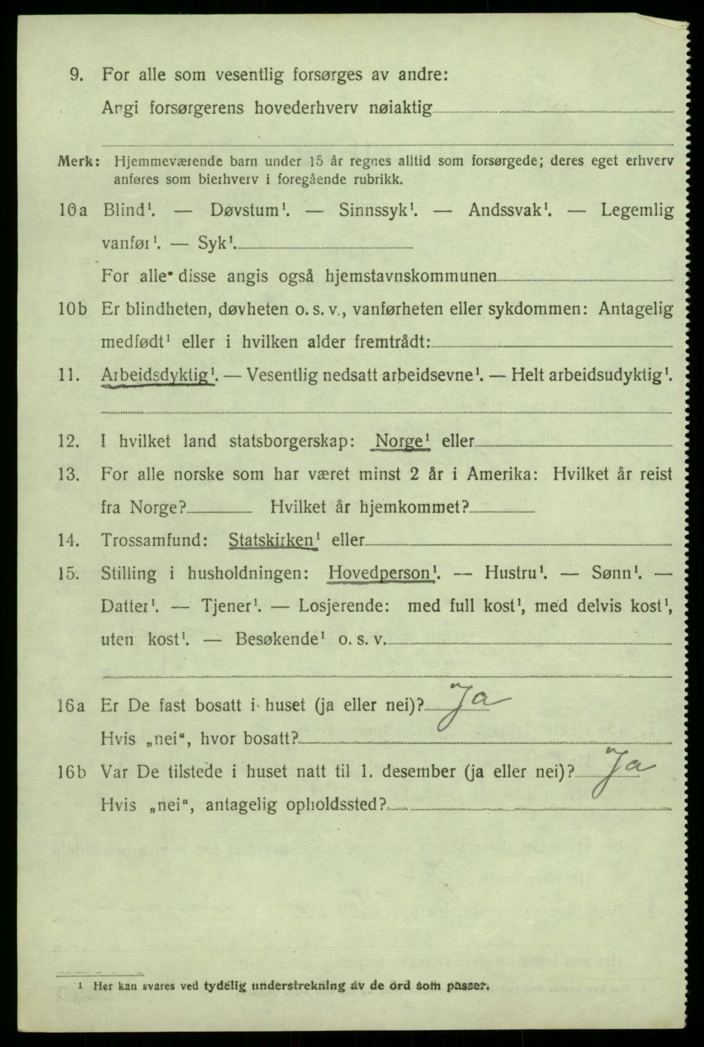 SAB, 1920 census for Granvin, 1920, p. 1399
