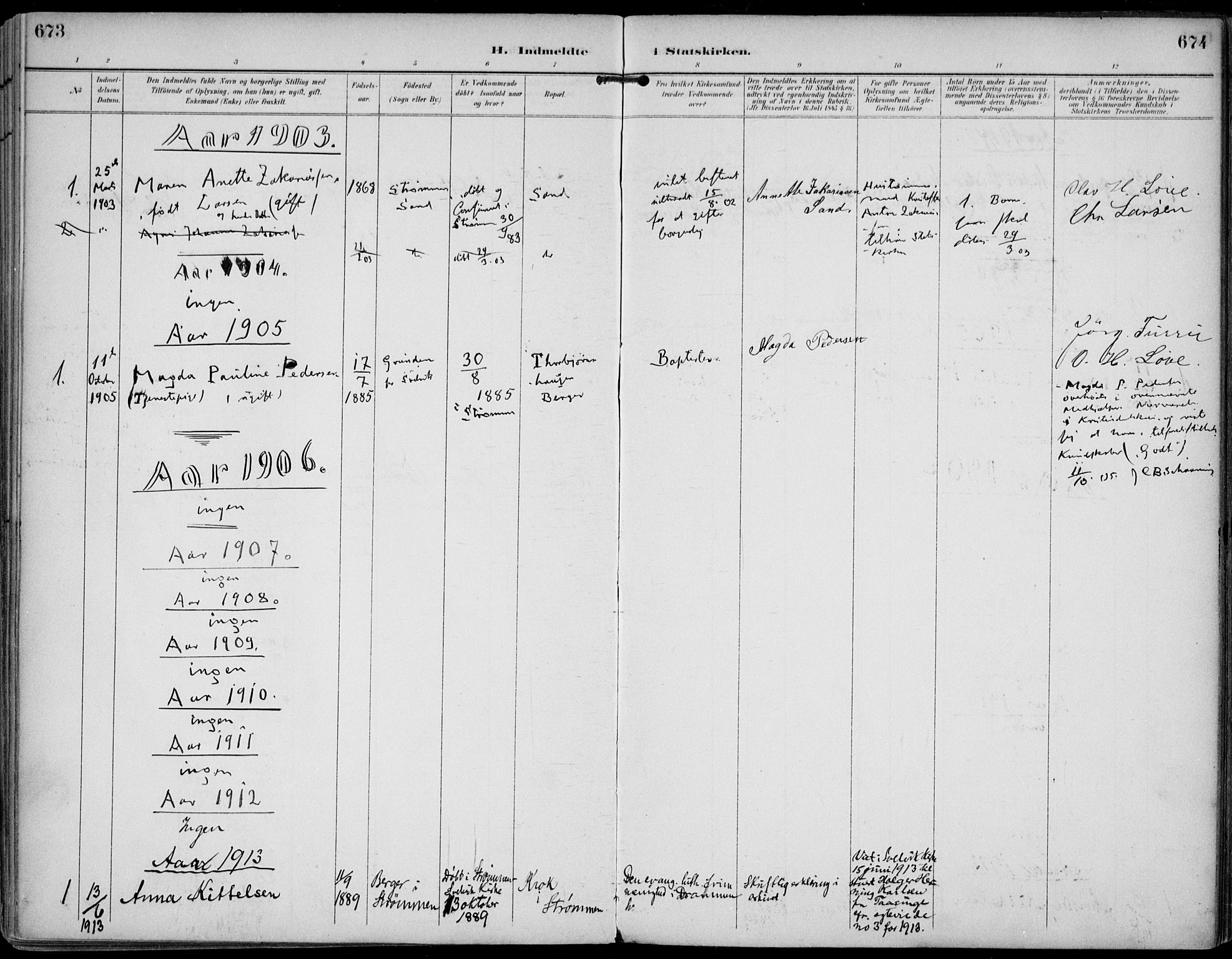 Strømm kirkebøker, SAKO/A-322/F/Fa/L0005: Parish register (official) no. I 5, 1898-1919, p. 673-674