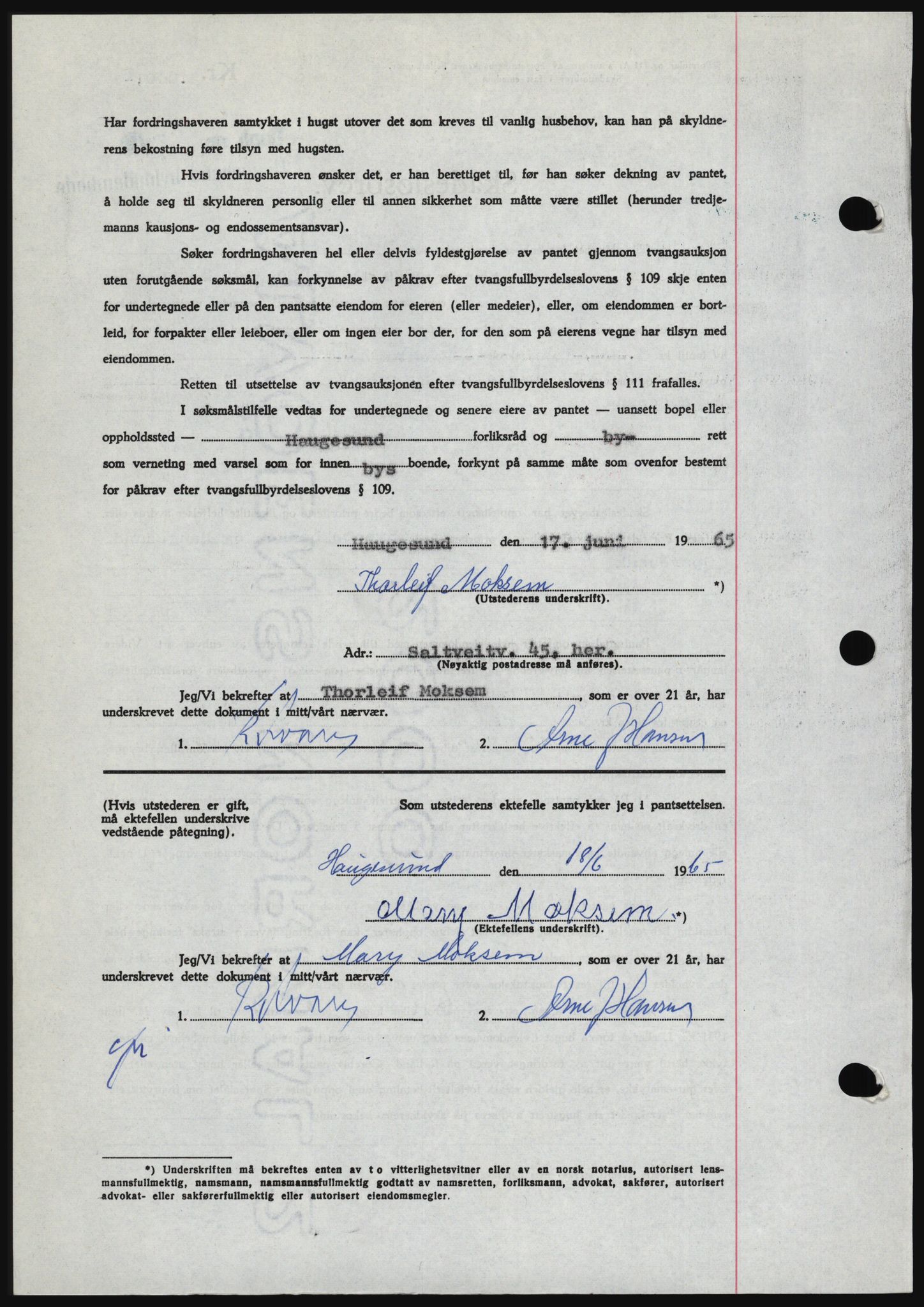 Haugesund tingrett, SAST/A-101415/01/II/IIC/L0053: Mortgage book no. B 53, 1965-1965, Diary no: : 1493/1965