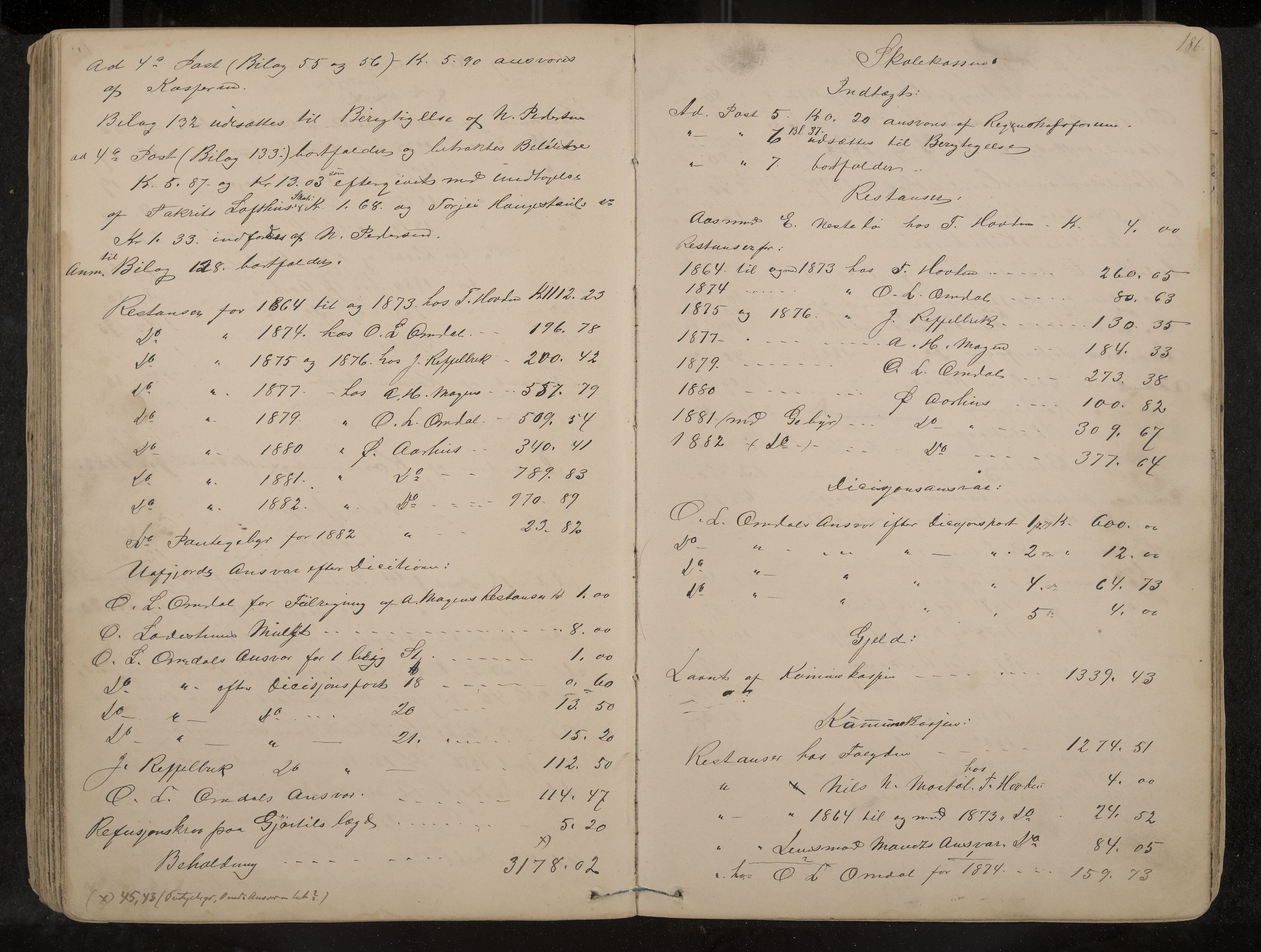 Lårdal formannskap og sentraladministrasjon, IKAK/0833021/A/L0002: Møtebok, 1865-1893, p. 186