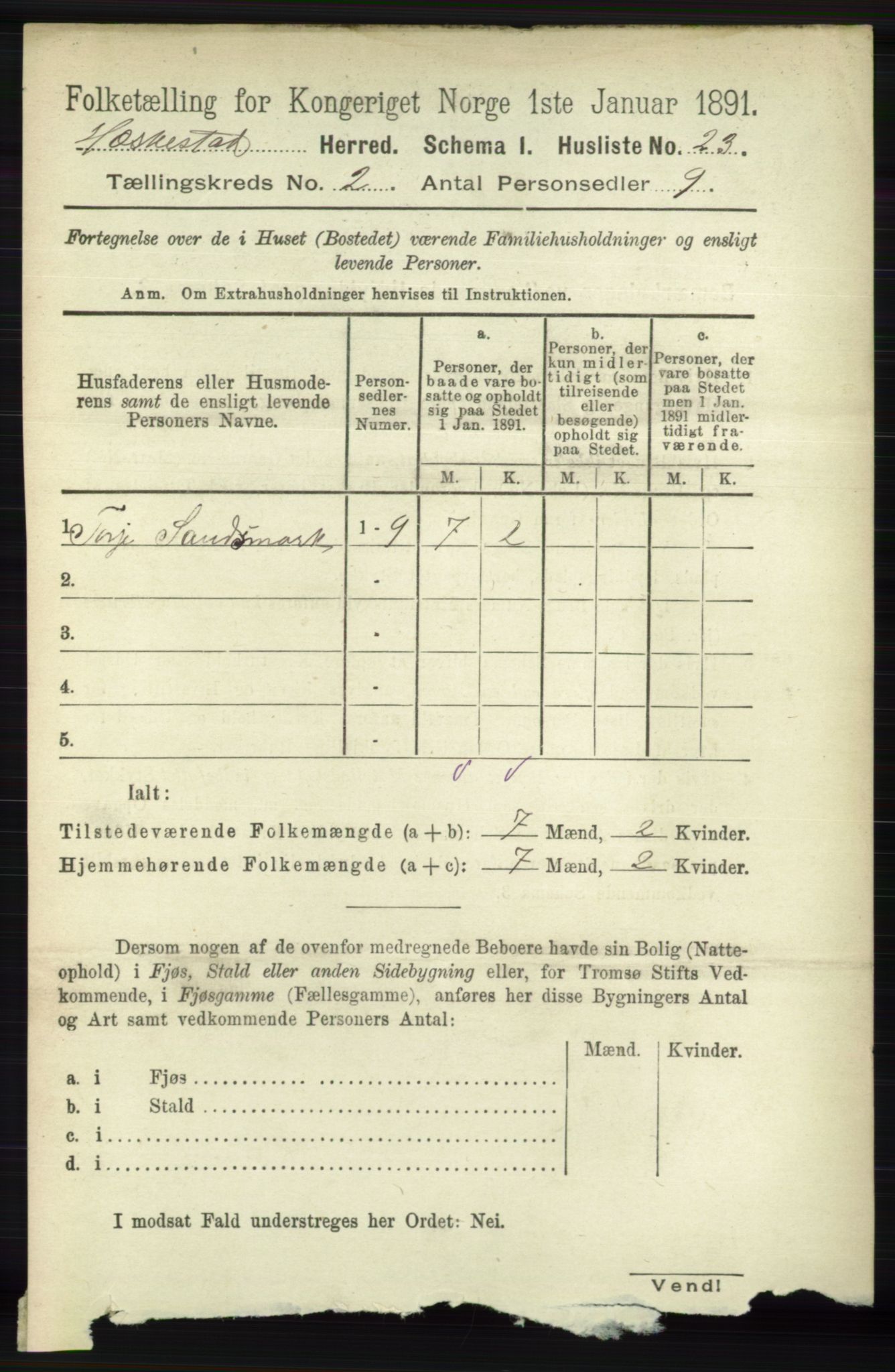 RA, 1891 census for 1113 Heskestad, 1891, p. 268