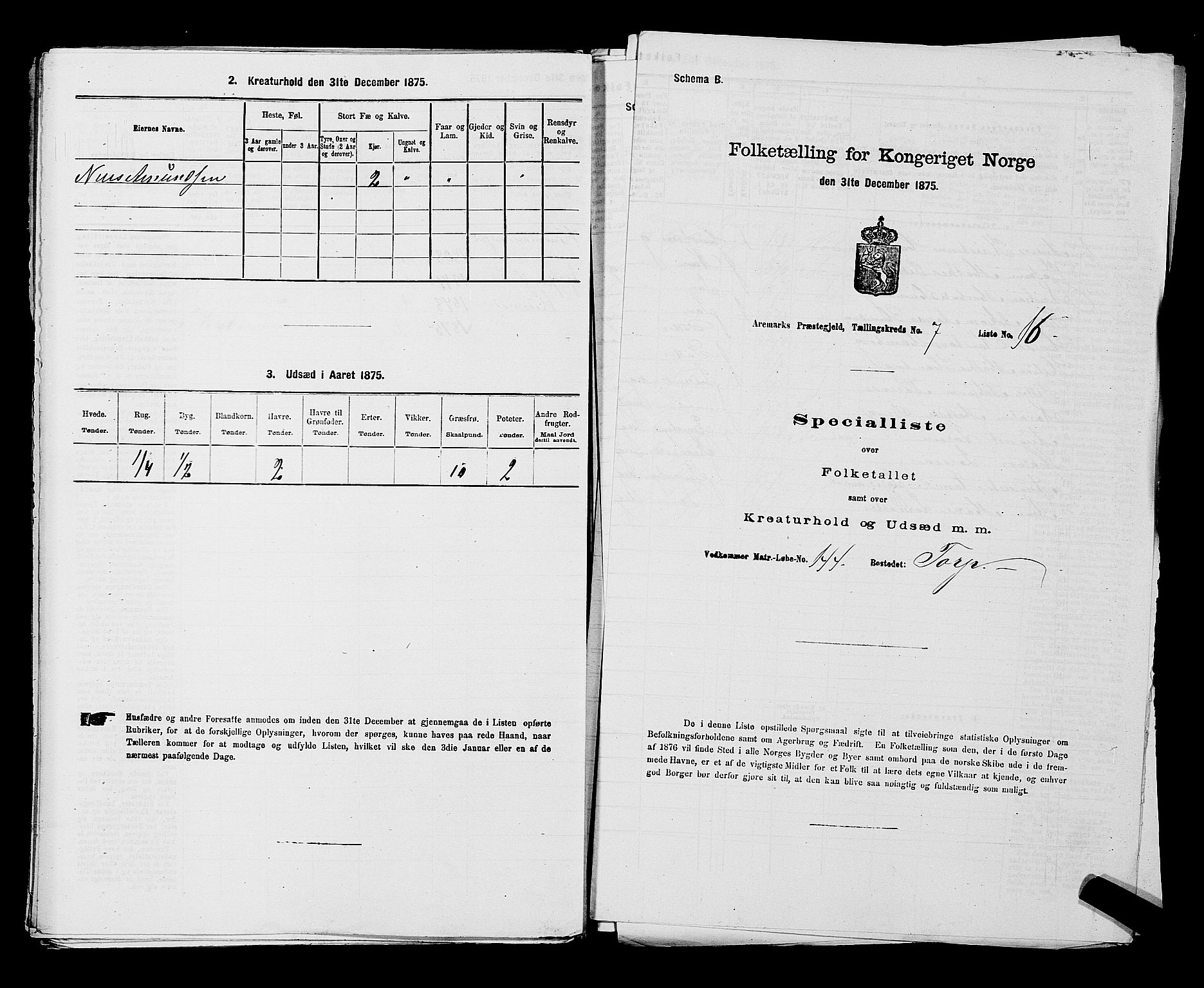 RA, 1875 census for 0118P Aremark, 1875, p. 1002
