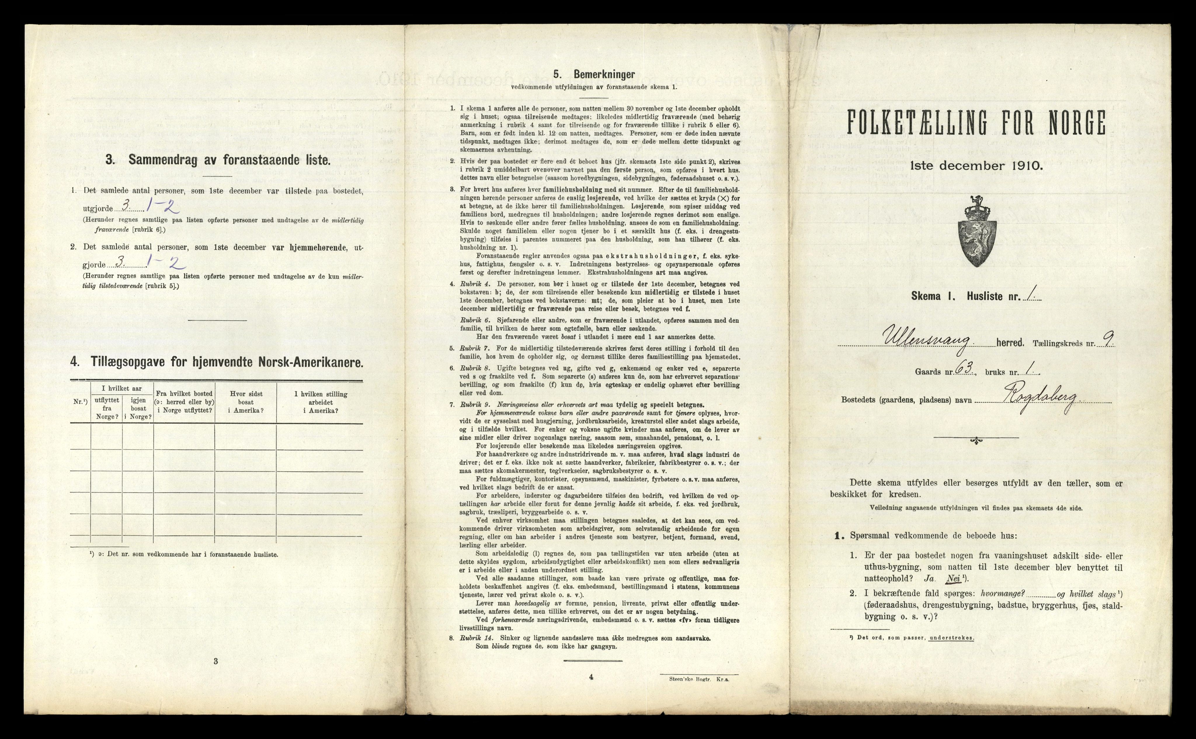 RA, 1910 census for Ullensvang, 1910, p. 1125