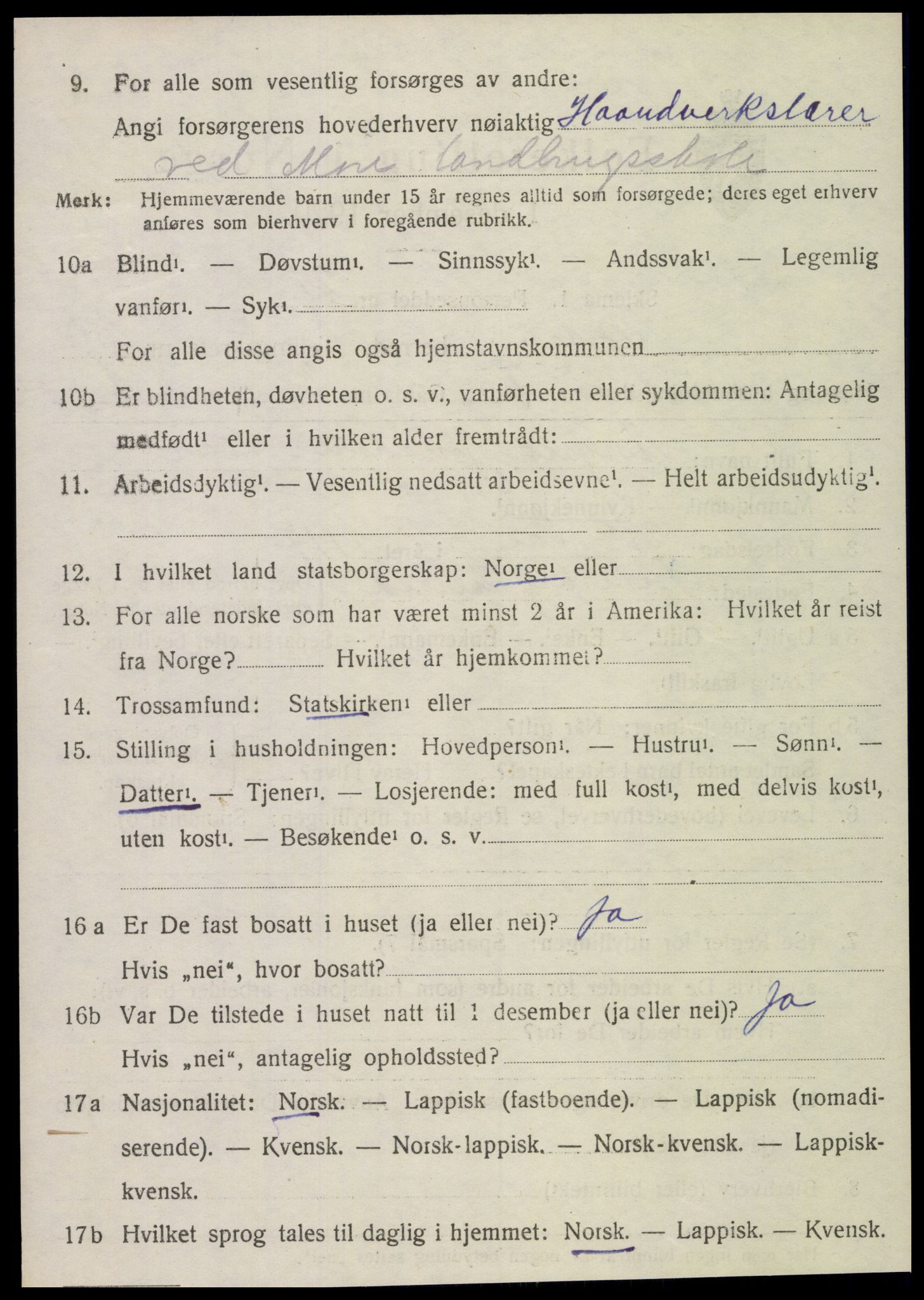 SAT, 1920 census for Sparbu, 1920, p. 2110
