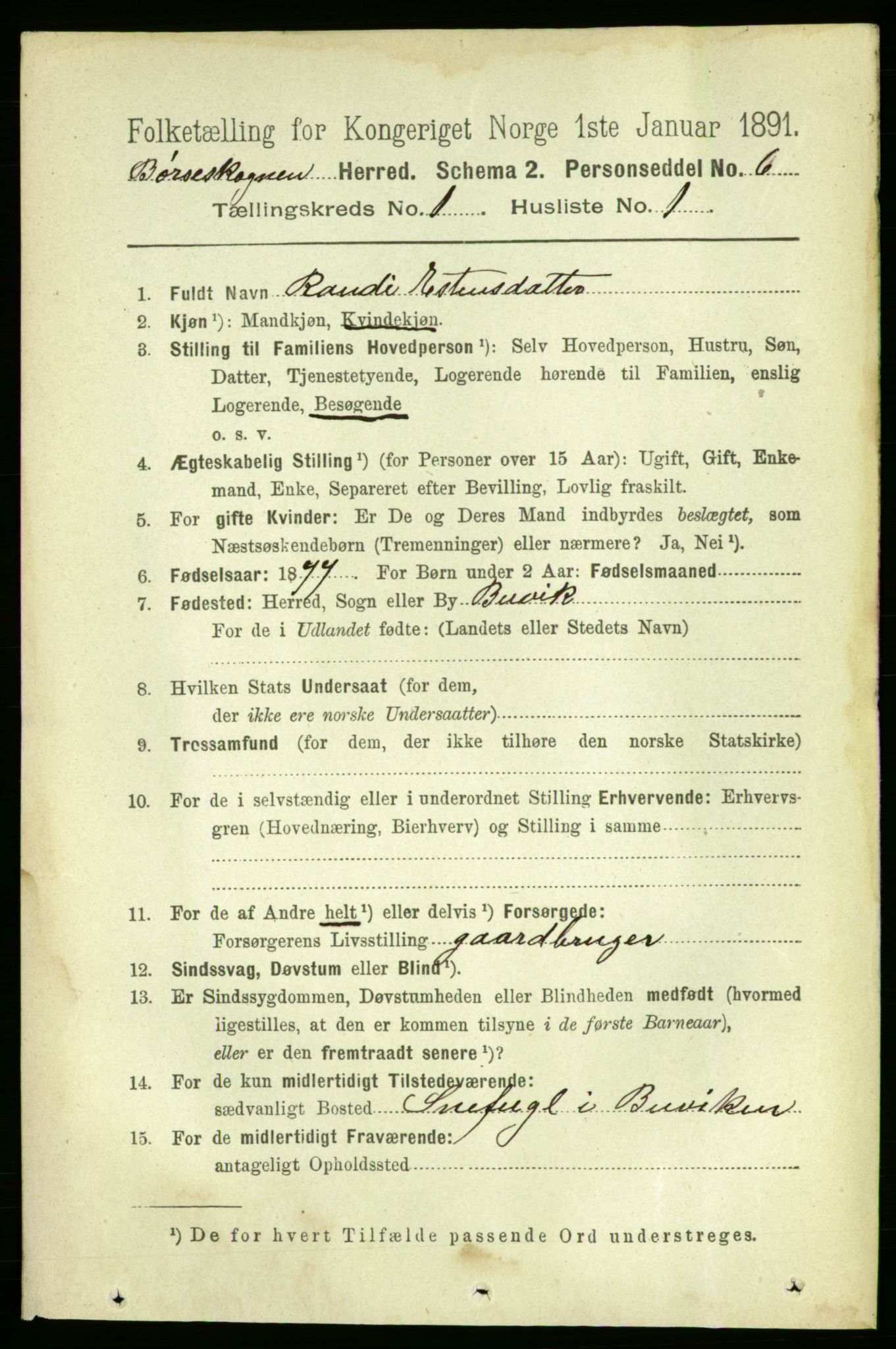 RA, 1891 census for 1657 Børseskogn, 1891, p. 159