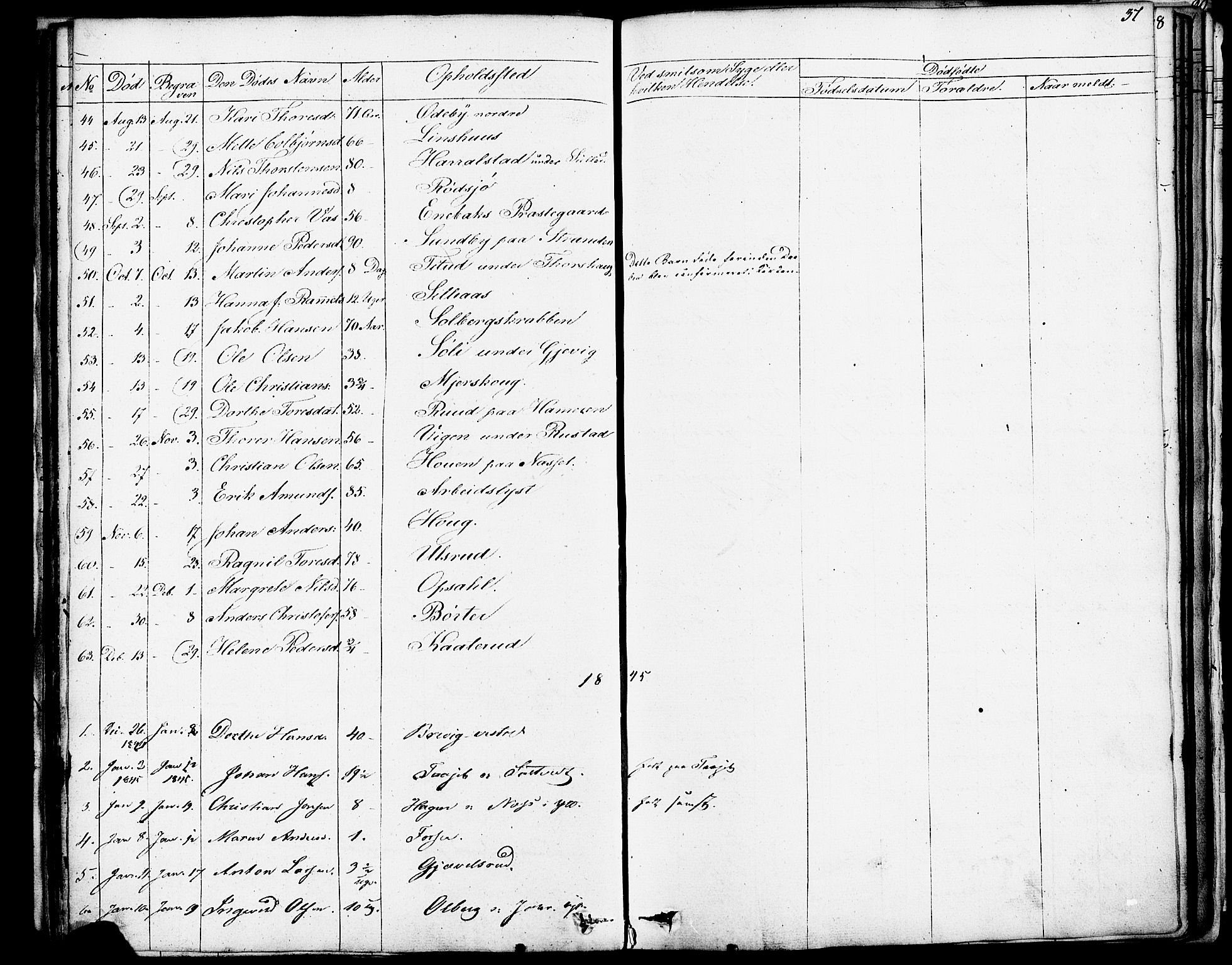 Enebakk prestekontor Kirkebøker, SAO/A-10171c/F/Fa/L0013: Parish register (official) no. I 13, 1832-1882, p. 37