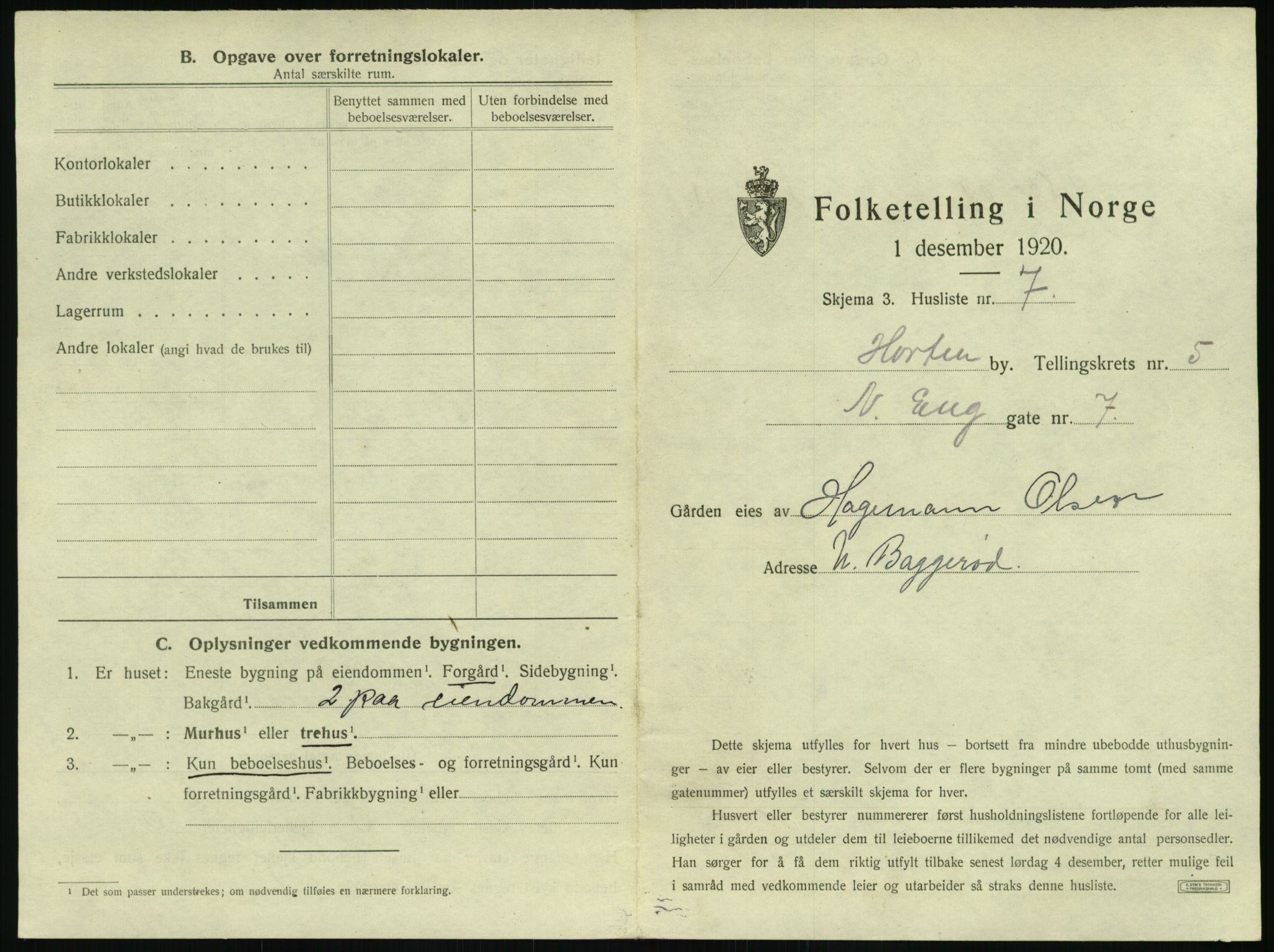 SAKO, 1920 census for Horten, 1920, p. 1551