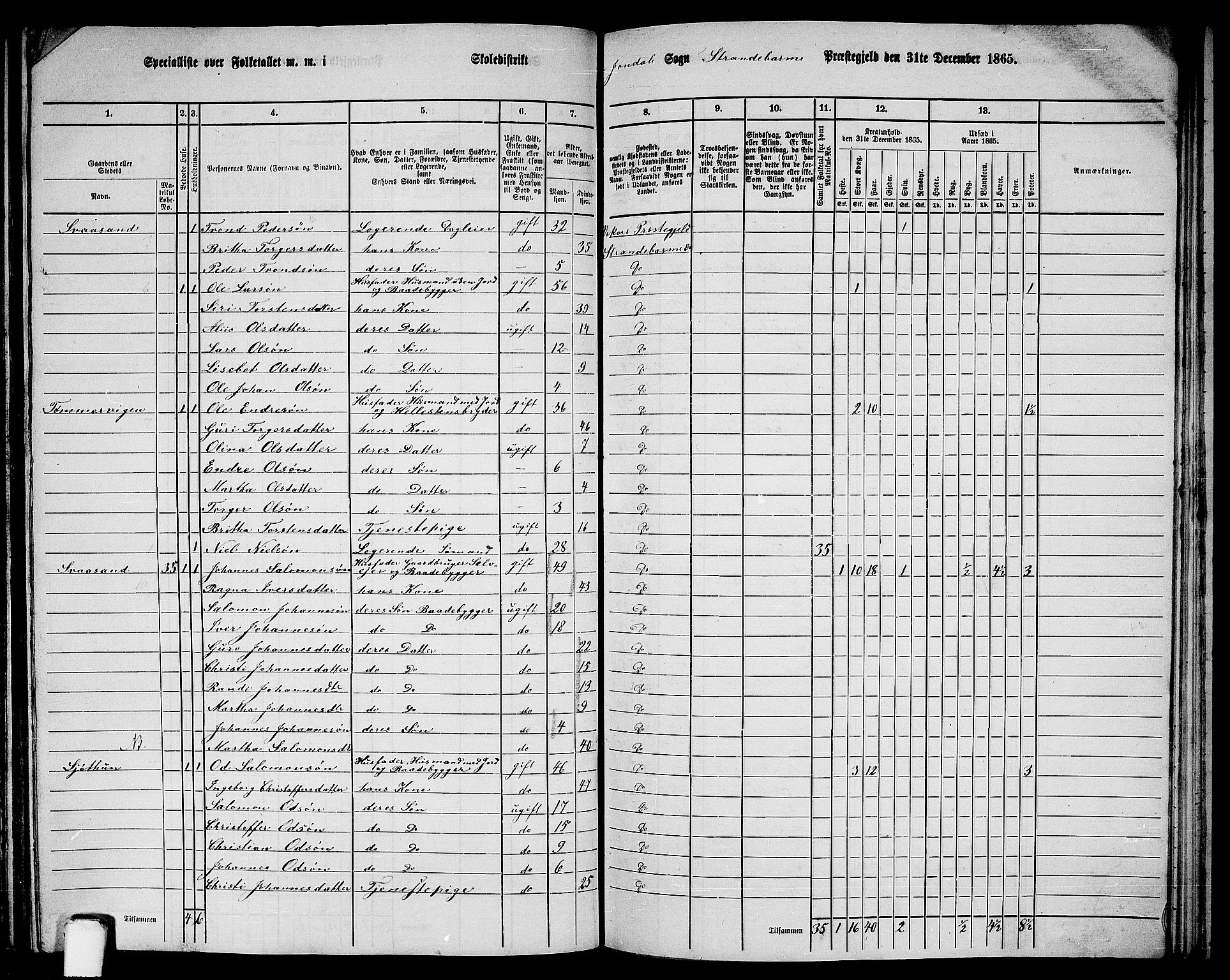 RA, 1865 census for Strandebarm, 1865, p. 159