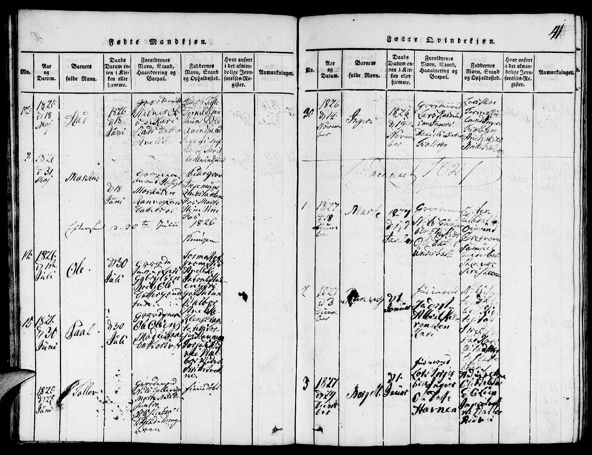 Suldal sokneprestkontor, SAST/A-101845/01/V/L0001: Parish register (copy) no. B 1, 1816-1836, p. 41