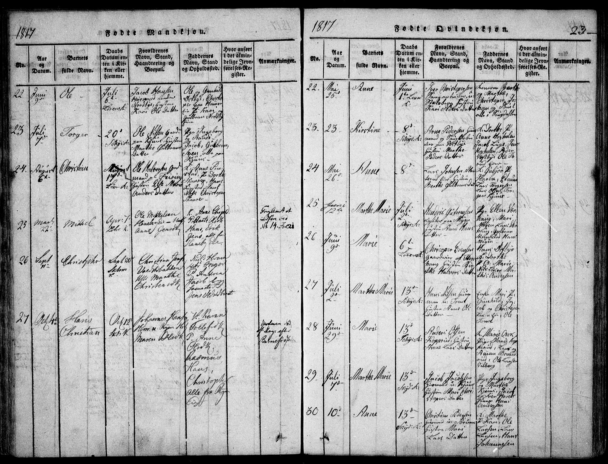 Skedsmo prestekontor Kirkebøker, AV/SAO-A-10033a/F/Fa/L0008: Parish register (official) no. I 8, 1815-1829, p. 23