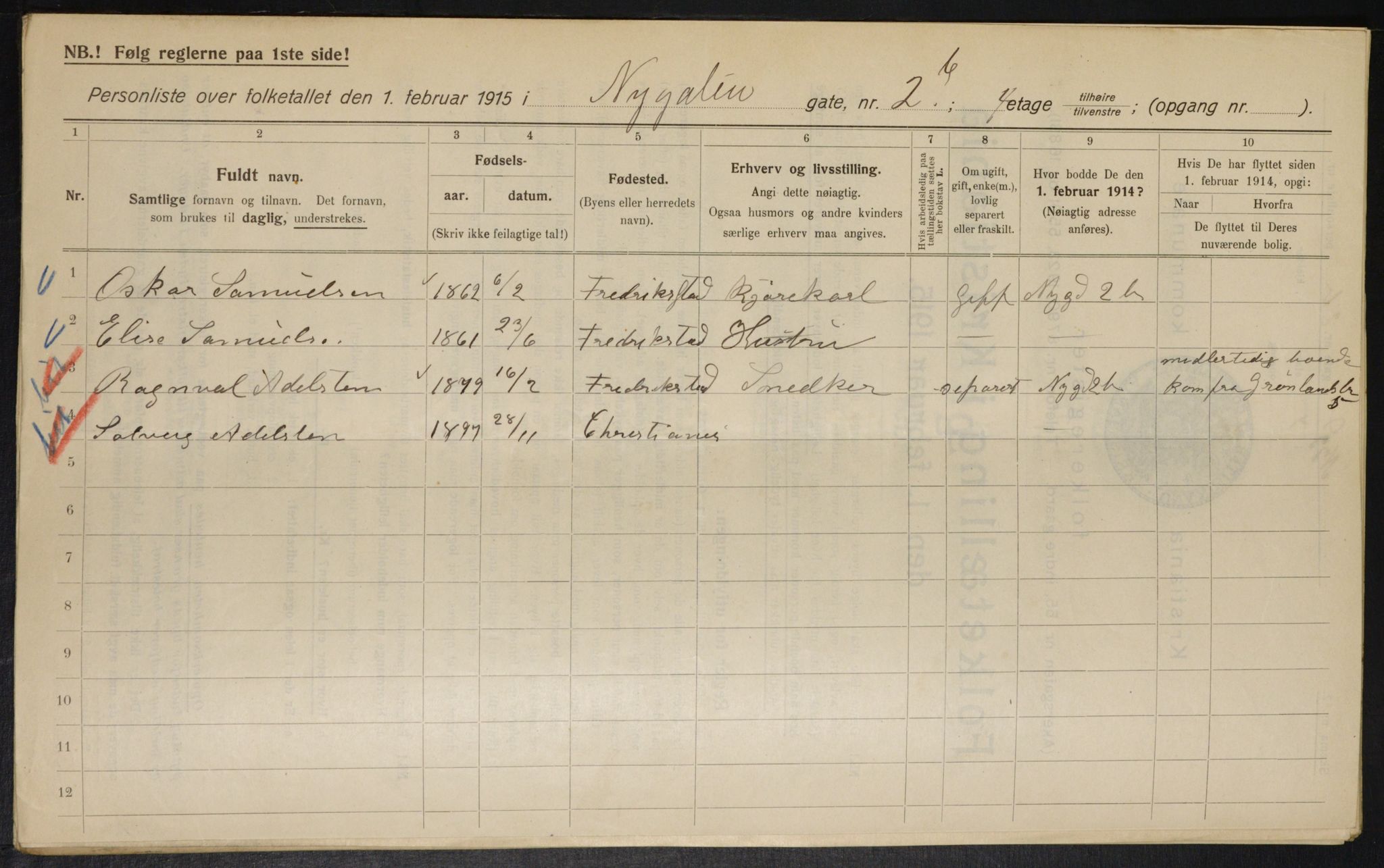 OBA, Municipal Census 1915 for Kristiania, 1915, p. 73316