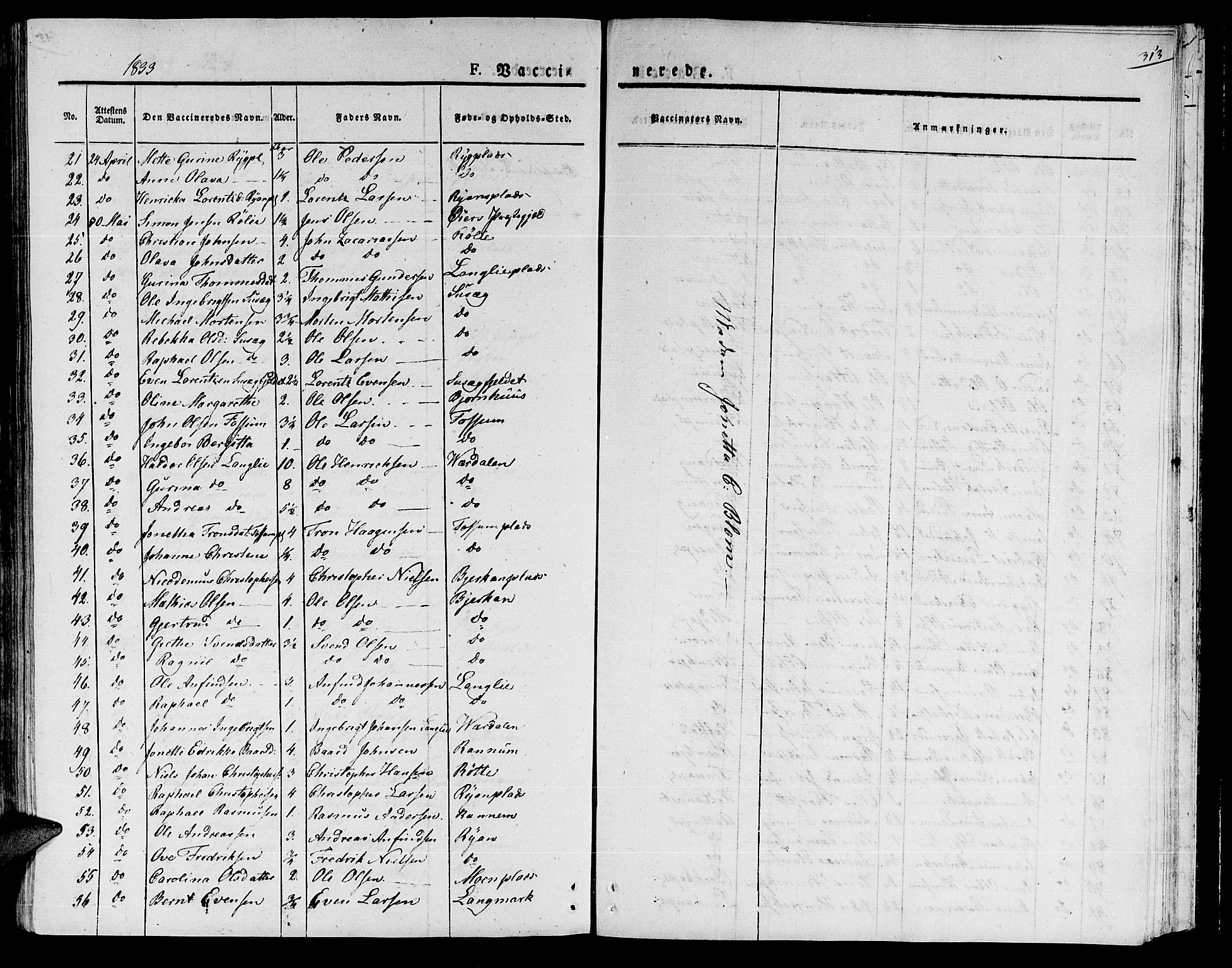 Ministerialprotokoller, klokkerbøker og fødselsregistre - Nord-Trøndelag, AV/SAT-A-1458/735/L0336: Parish register (official) no. 735A05 /1, 1825-1835, p. 313