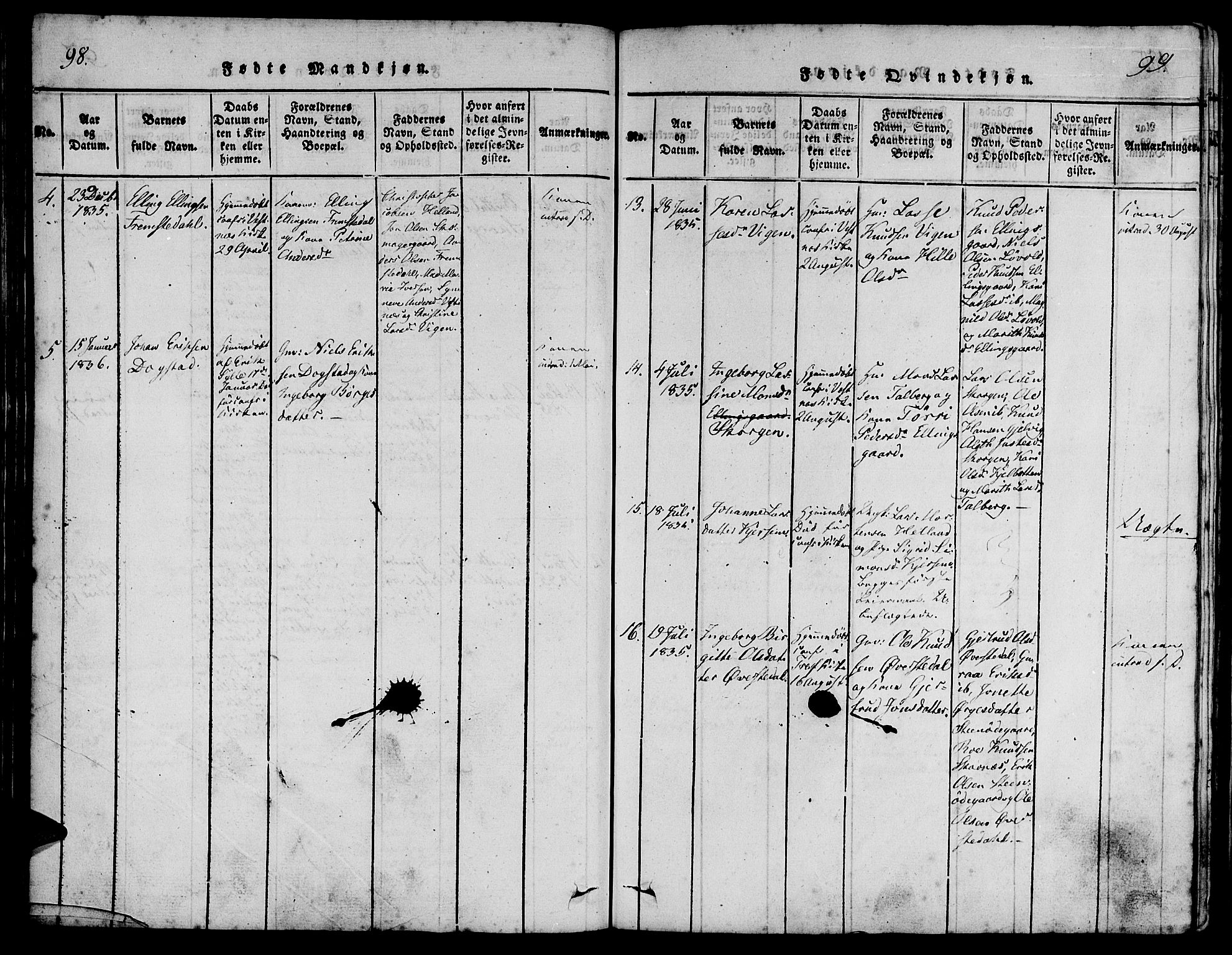 Ministerialprotokoller, klokkerbøker og fødselsregistre - Møre og Romsdal, AV/SAT-A-1454/541/L0544: Parish register (official) no. 541A01, 1818-1847, p. 98-99