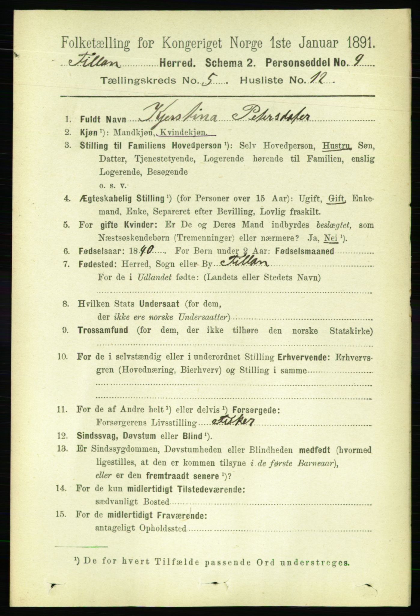 RA, 1891 census for 1616 Fillan, 1891, p. 1061