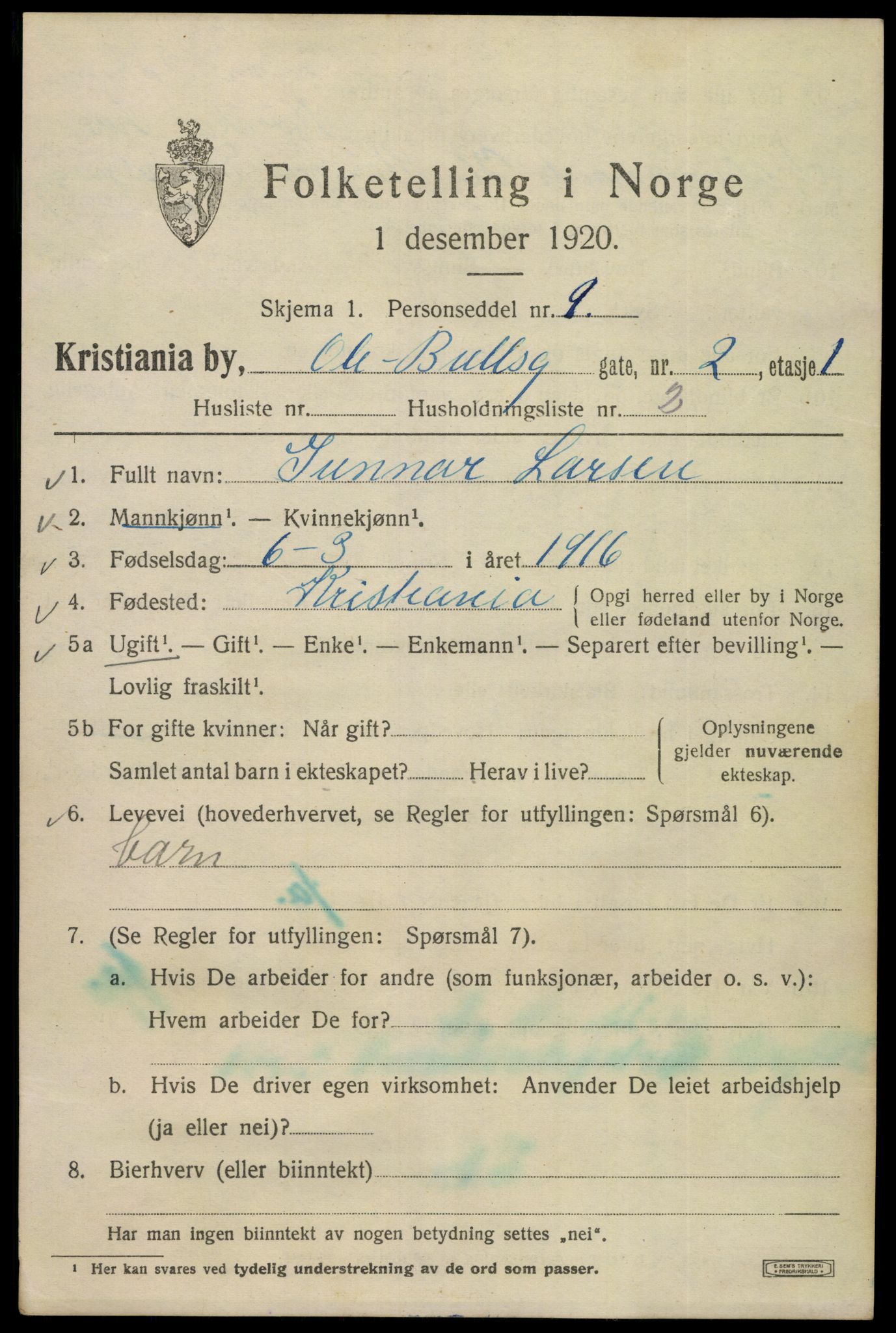 SAO, 1920 census for Kristiania, 1920, p. 432899