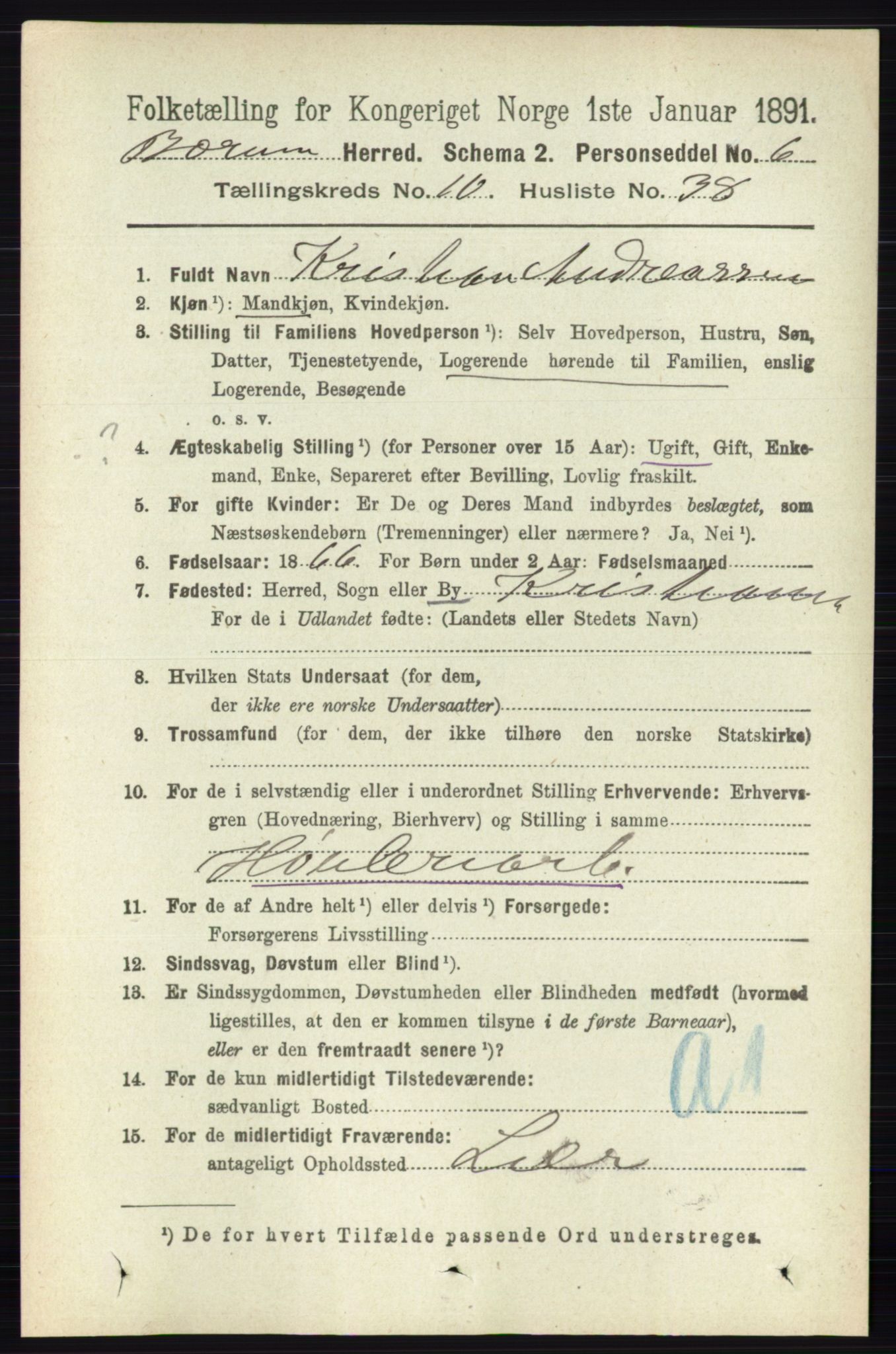 RA, 1891 census for 0219 Bærum, 1891, p. 6902
