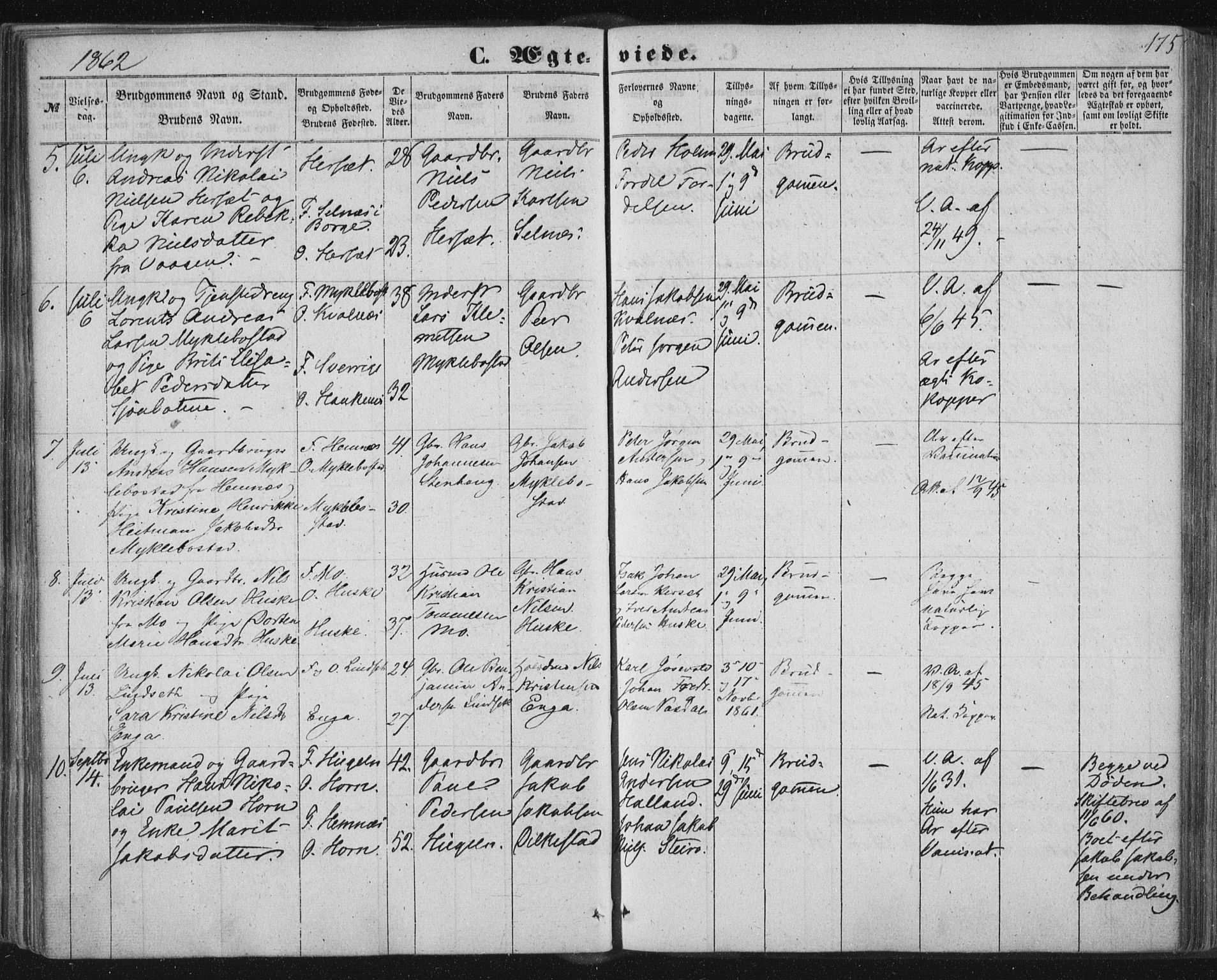 Ministerialprotokoller, klokkerbøker og fødselsregistre - Nordland, AV/SAT-A-1459/838/L0550: Parish register (official) no. 838A08, 1855-1865, p. 175