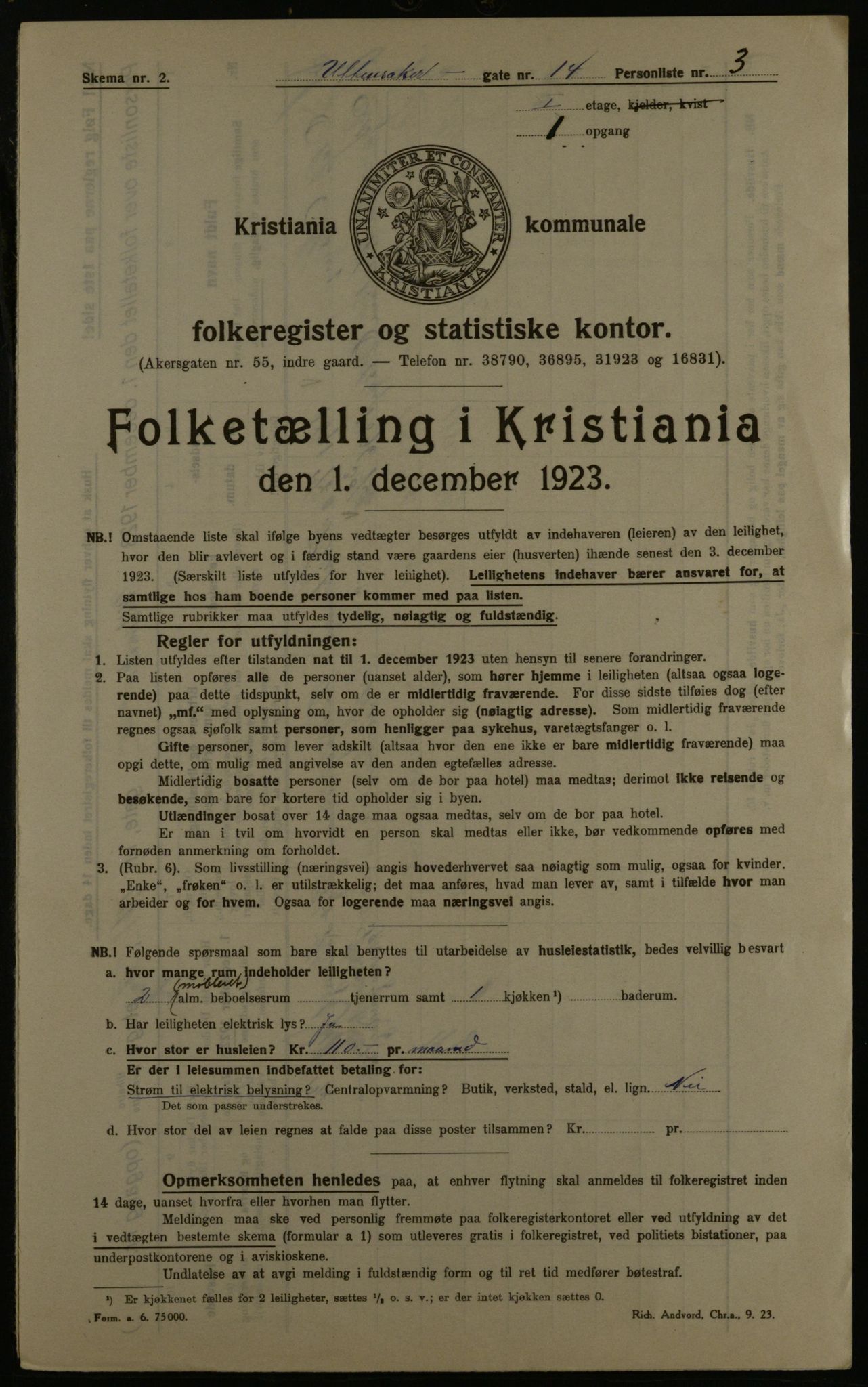 OBA, Municipal Census 1923 for Kristiania, 1923, p. 131310