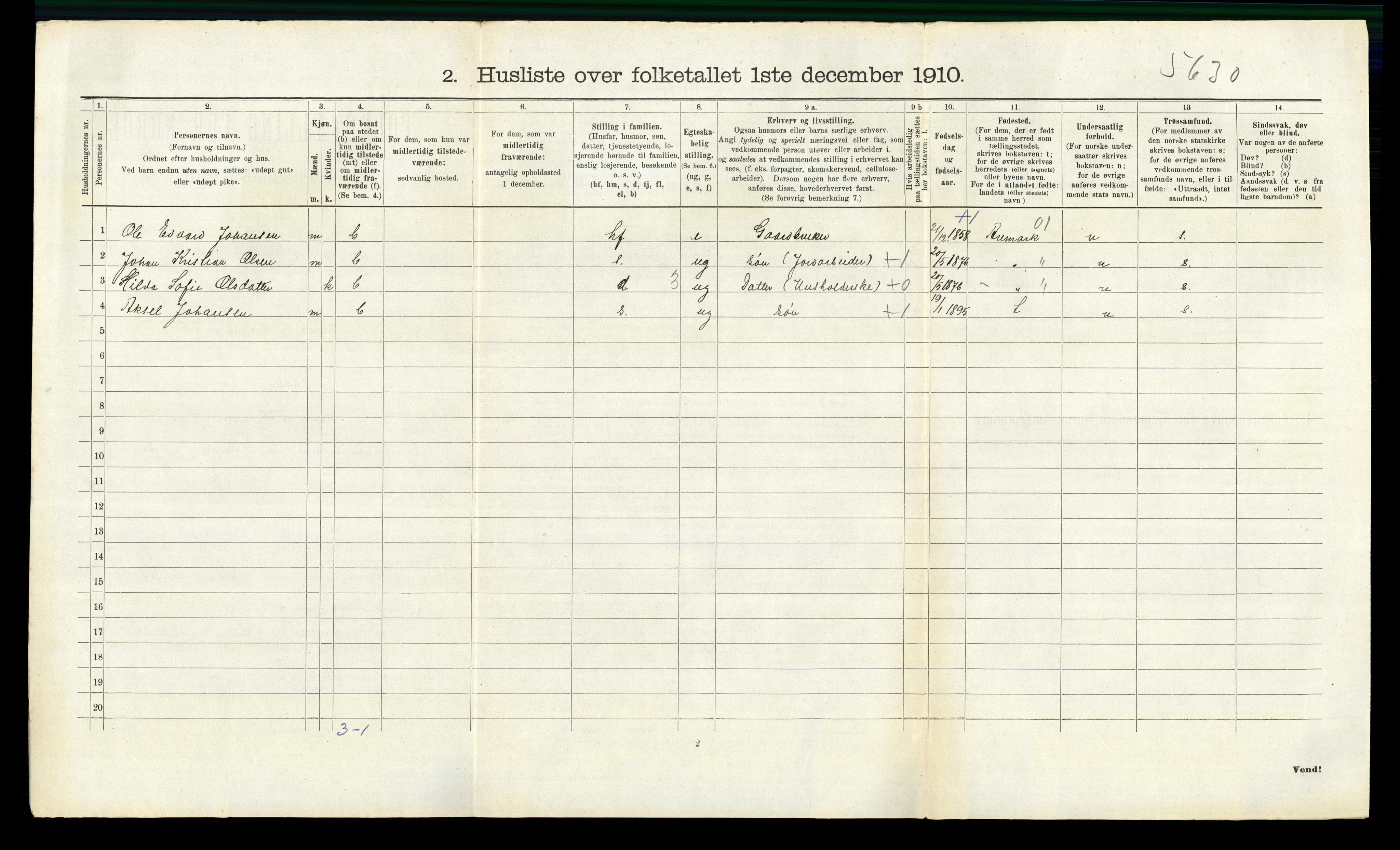 RA, 1910 census for Våler, 1910, p. 623