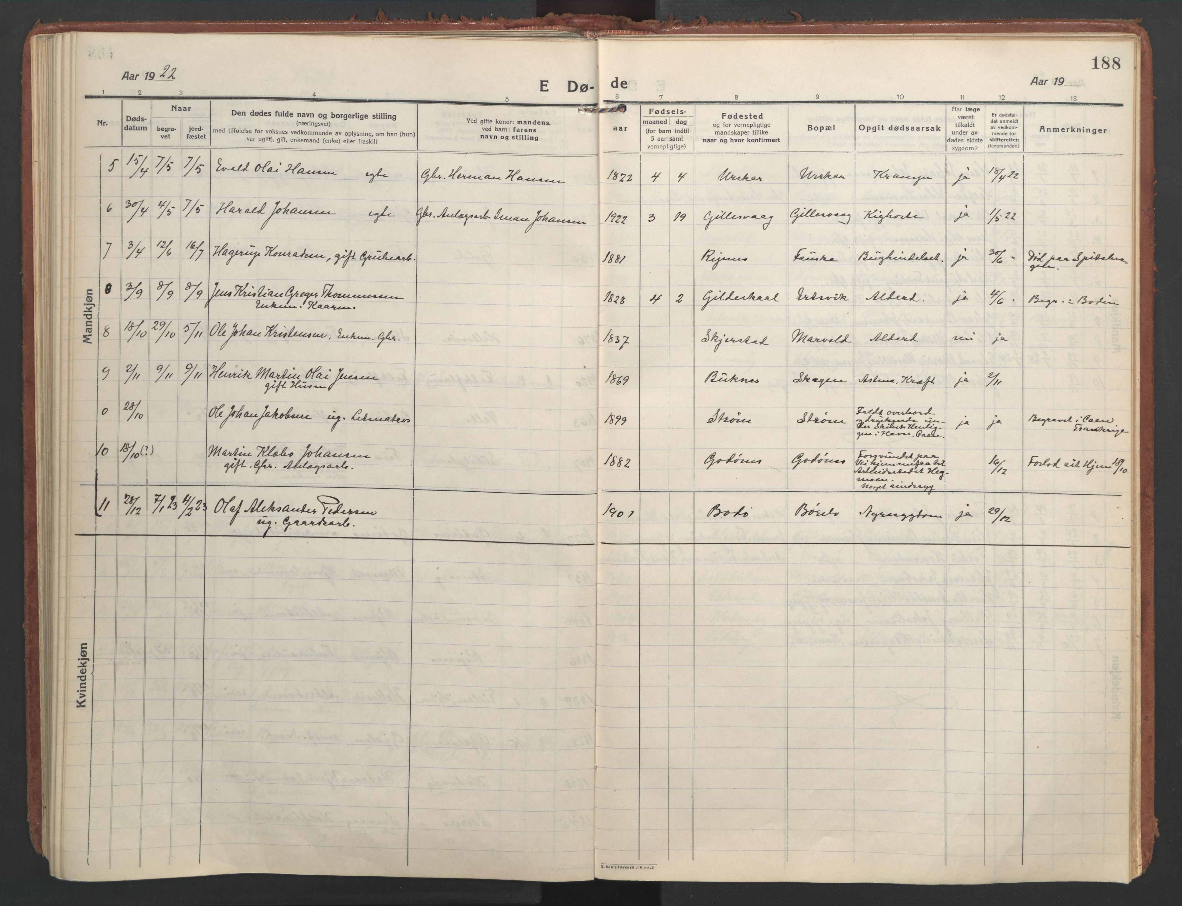 Ministerialprotokoller, klokkerbøker og fødselsregistre - Nordland, SAT/A-1459/804/L0086: Parish register (official) no. 804A07, 1916-1935, p. 188