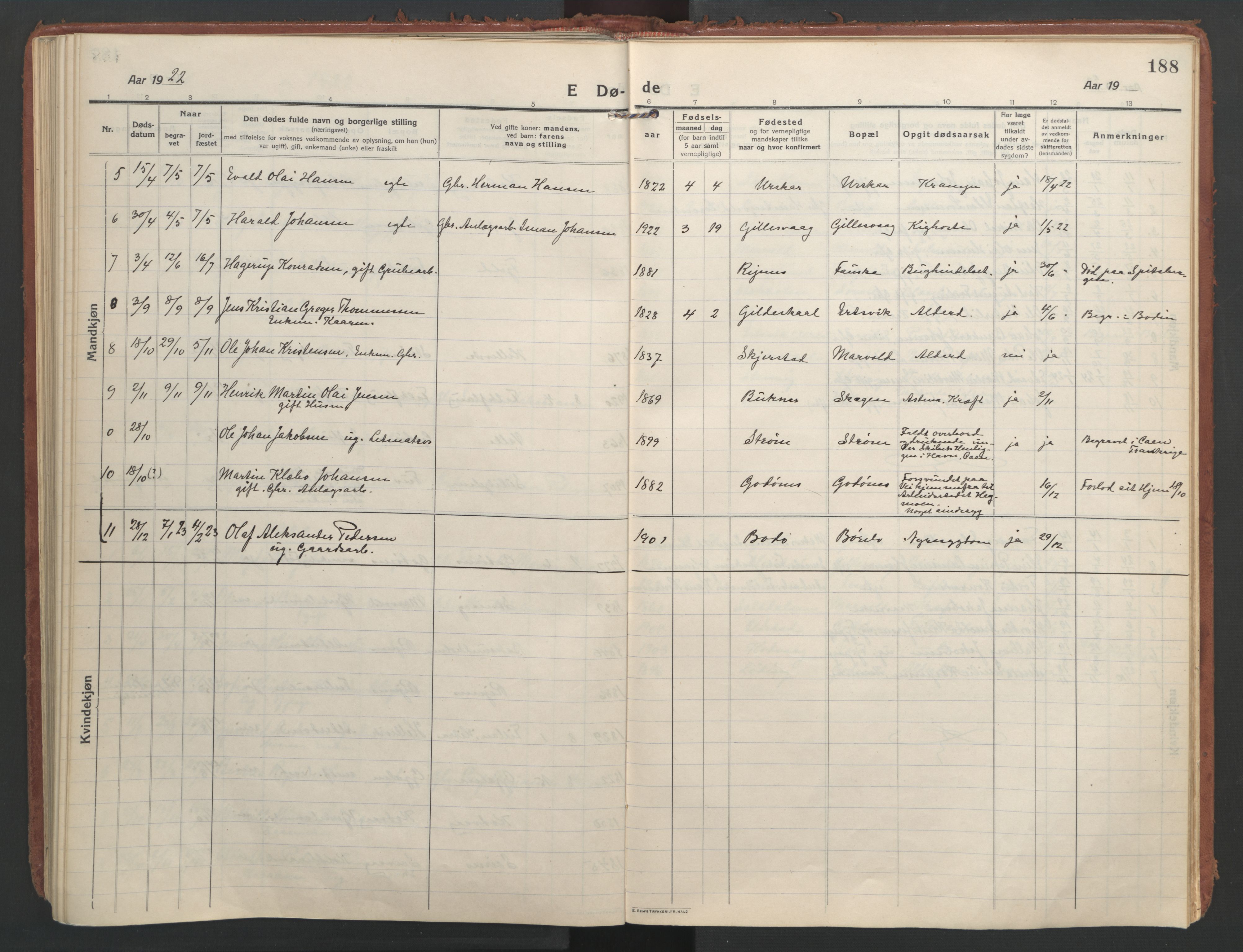 Ministerialprotokoller, klokkerbøker og fødselsregistre - Nordland, AV/SAT-A-1459/804/L0086: Parish register (official) no. 804A07, 1916-1935, p. 188