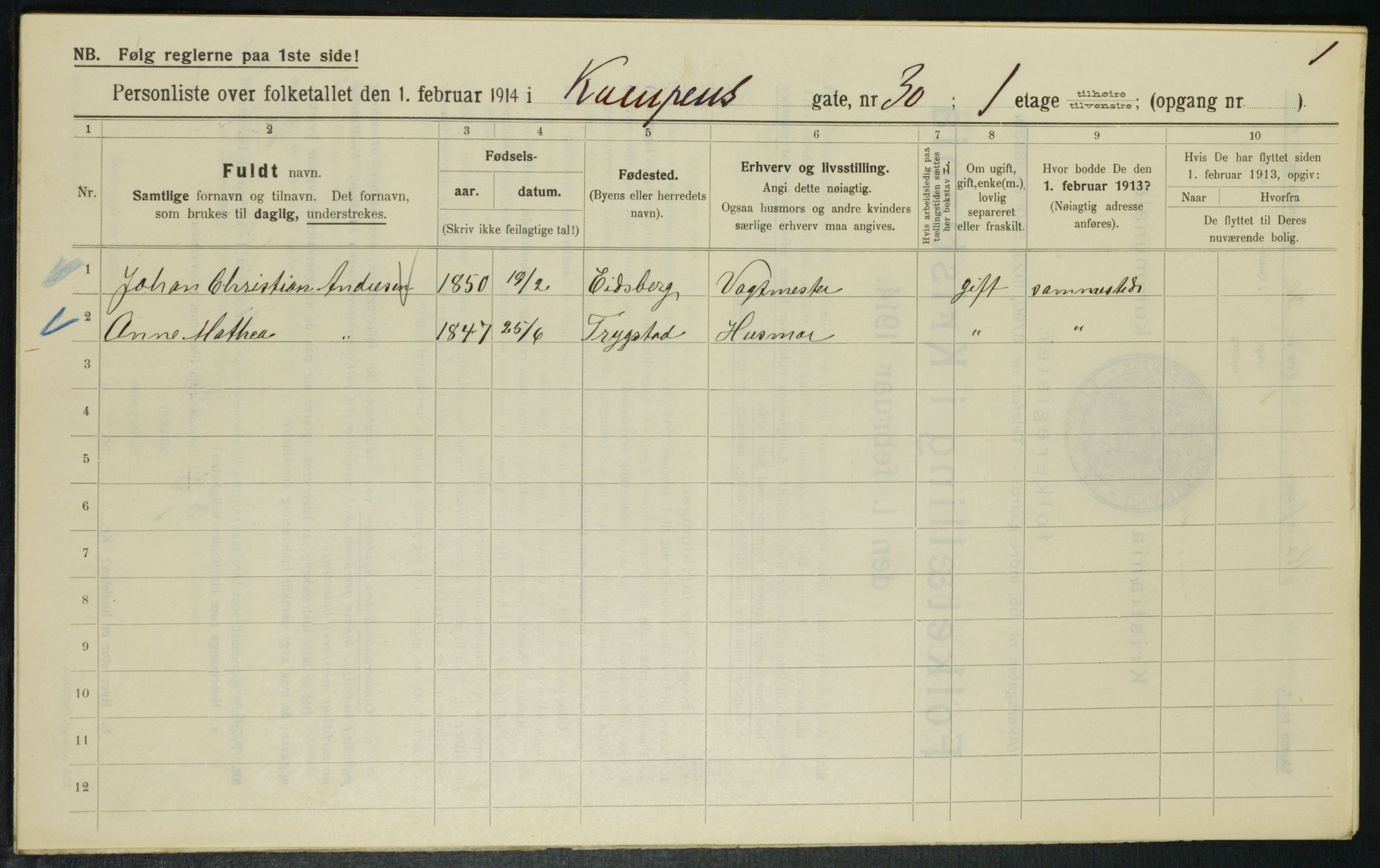 OBA, Municipal Census 1914 for Kristiania, 1914, p. 47895