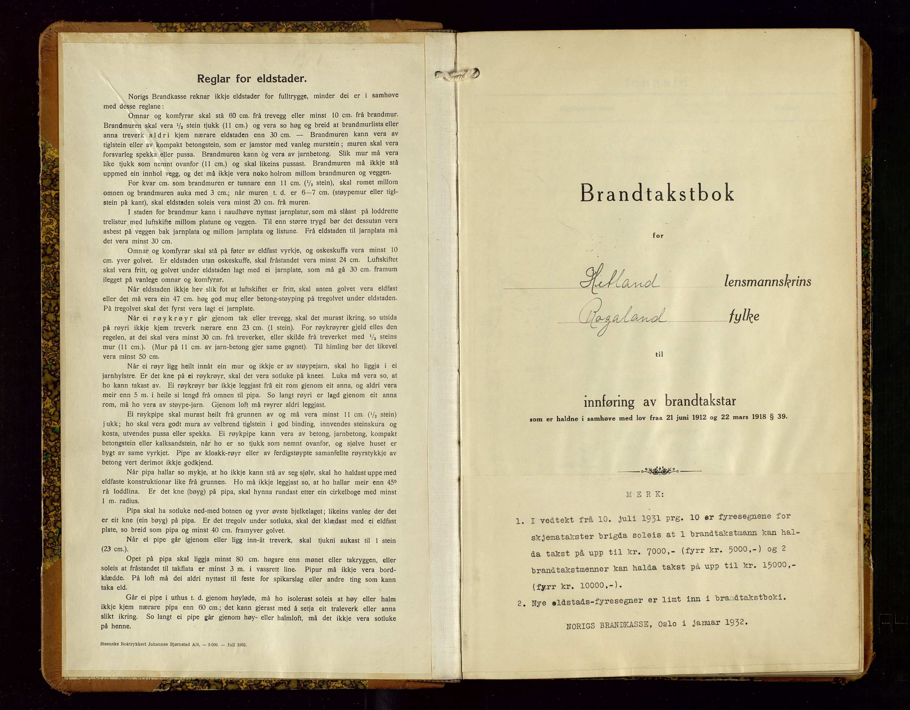 Hetland lensmannskontor, AV/SAST-A-100101/Gob/L0004: "Brandtakstbok", 1934-1936