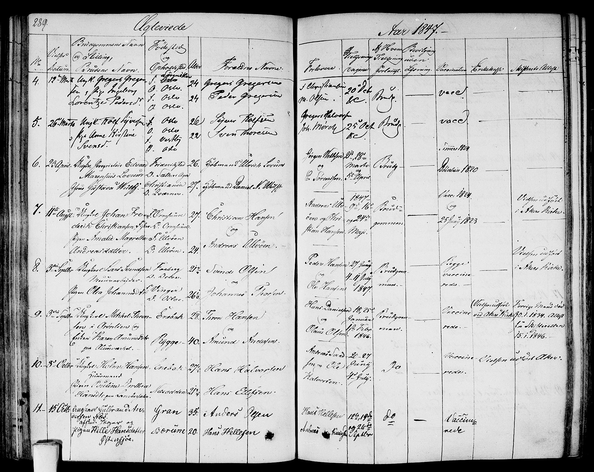 Gamlebyen prestekontor Kirkebøker, SAO/A-10884/F/Fa/L0003: Parish register (official) no. 3, 1829-1849, p. 289