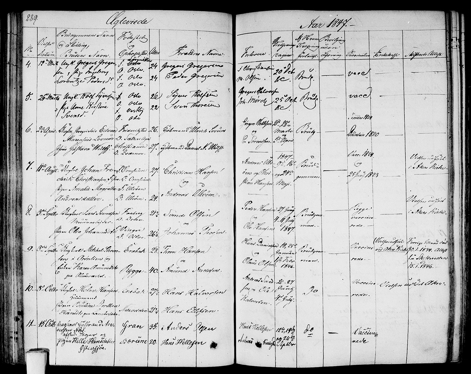 Gamlebyen prestekontor Kirkebøker, AV/SAO-A-10884/F/Fa/L0003: Parish register (official) no. 3, 1829-1849, p. 289