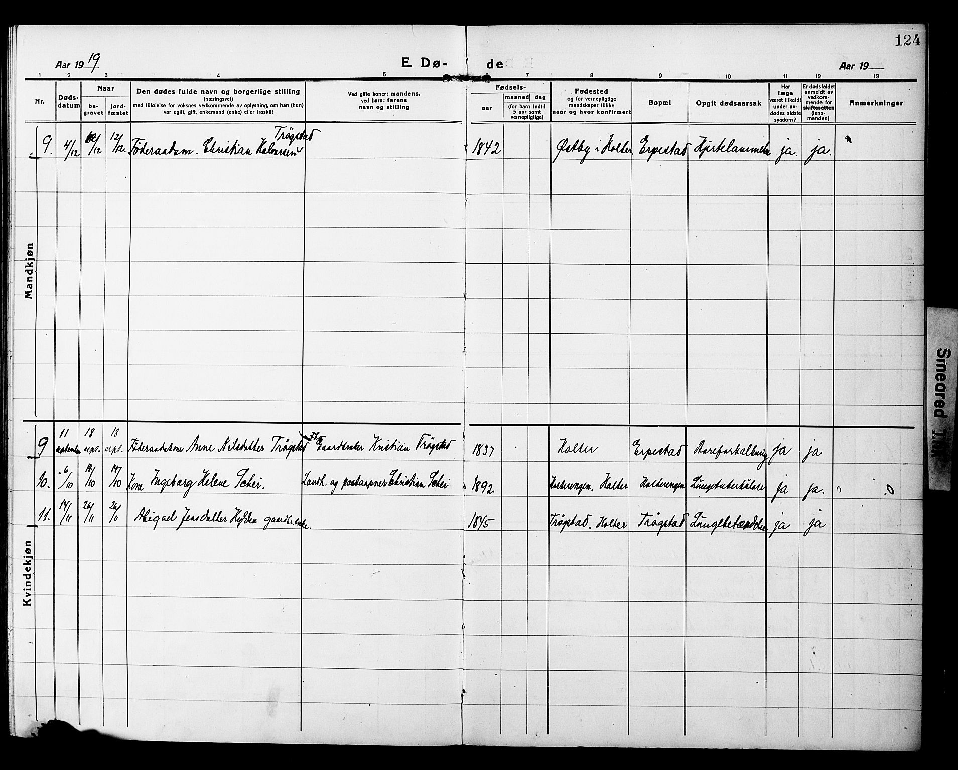 Nannestad prestekontor Kirkebøker, SAO/A-10414a/G/Gb/L0002: Parish register (copy) no. II 2, 1918-1929, p. 124