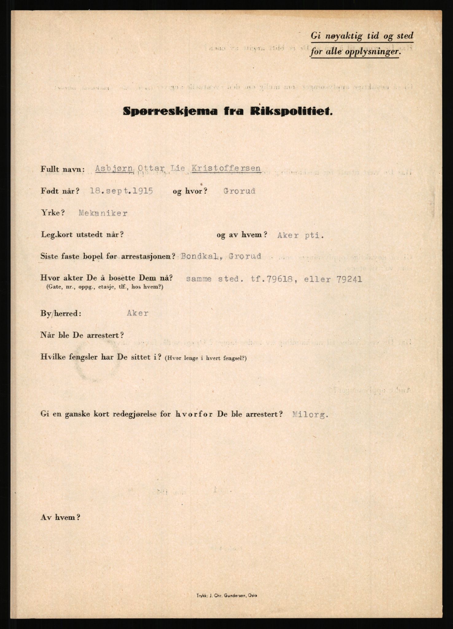Rikspolitisjefen, AV/RA-S-1560/L/L0010: Kristianslund, Charles Ragnvald - Losvik, Einar, 1940-1945, p. 9