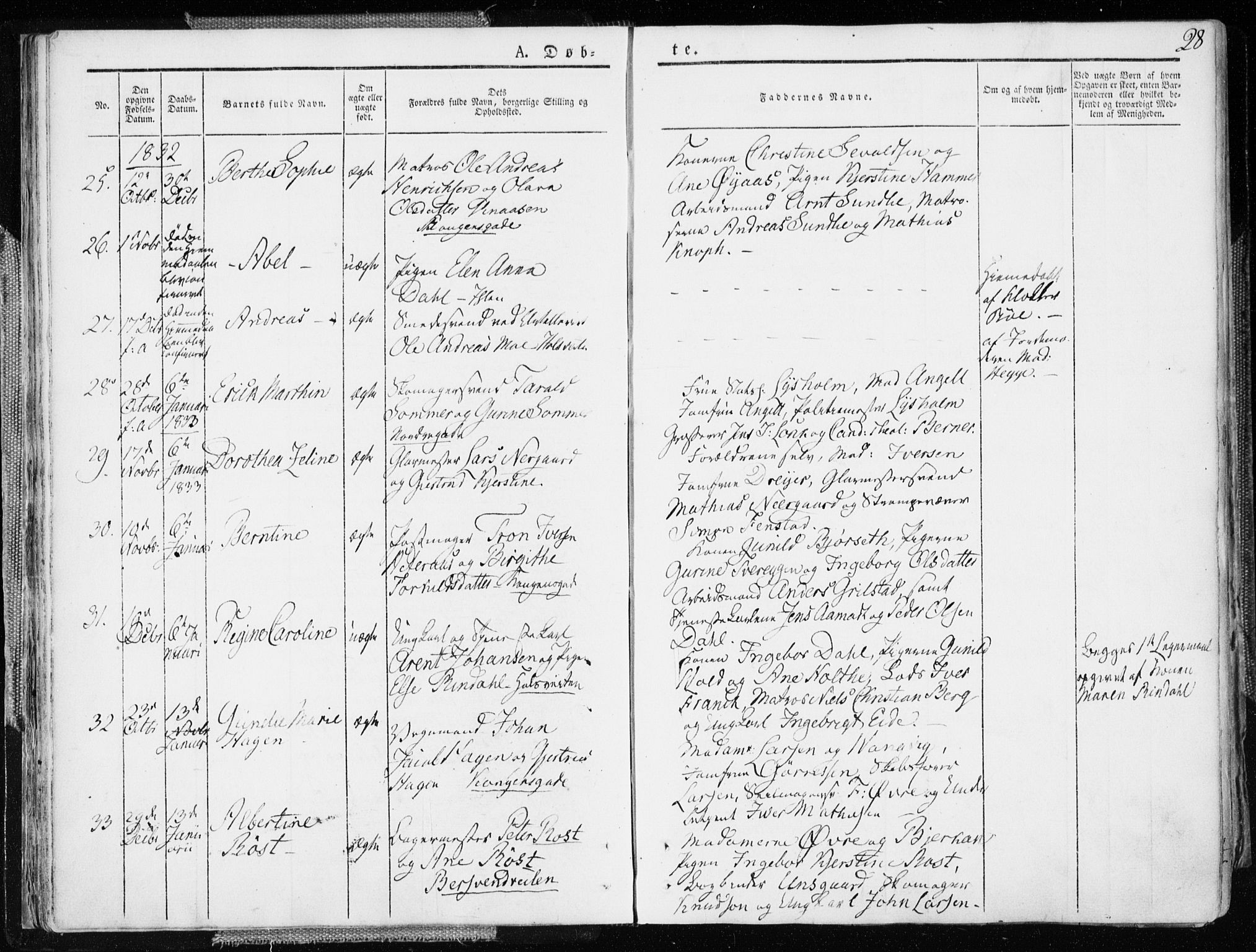 Ministerialprotokoller, klokkerbøker og fødselsregistre - Sør-Trøndelag, SAT/A-1456/601/L0047: Parish register (official) no. 601A15, 1831-1839, p. 28