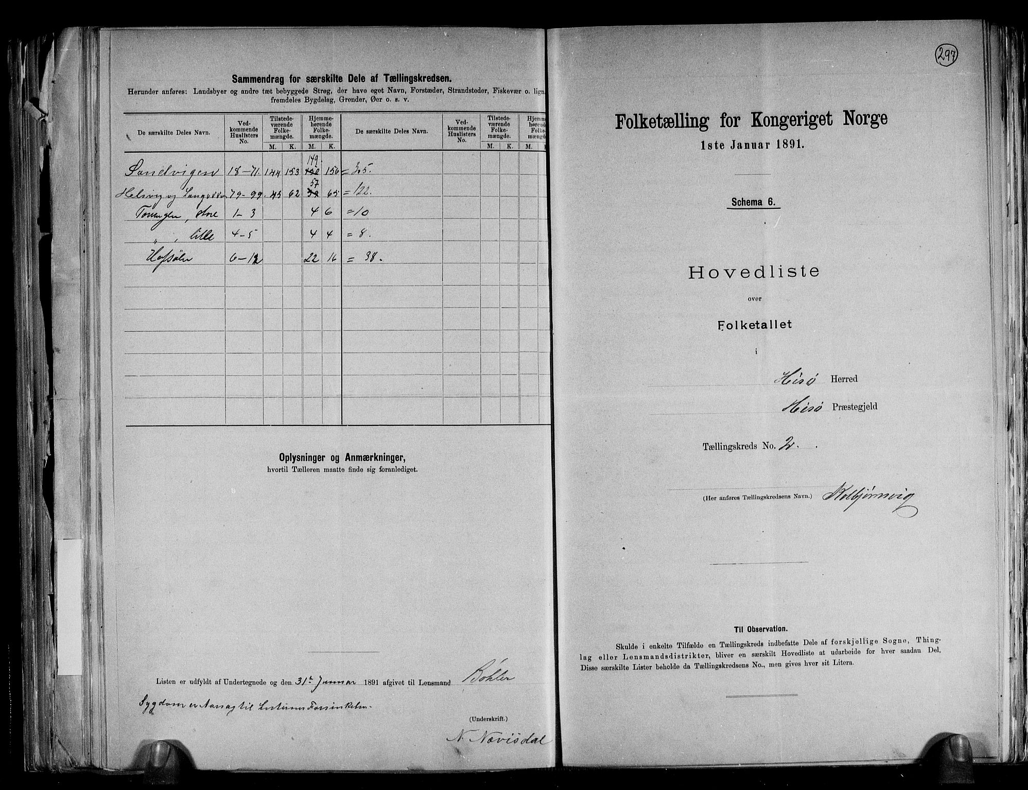 RA, 1891 census for 0922 Hisøy, 1891, p. 7