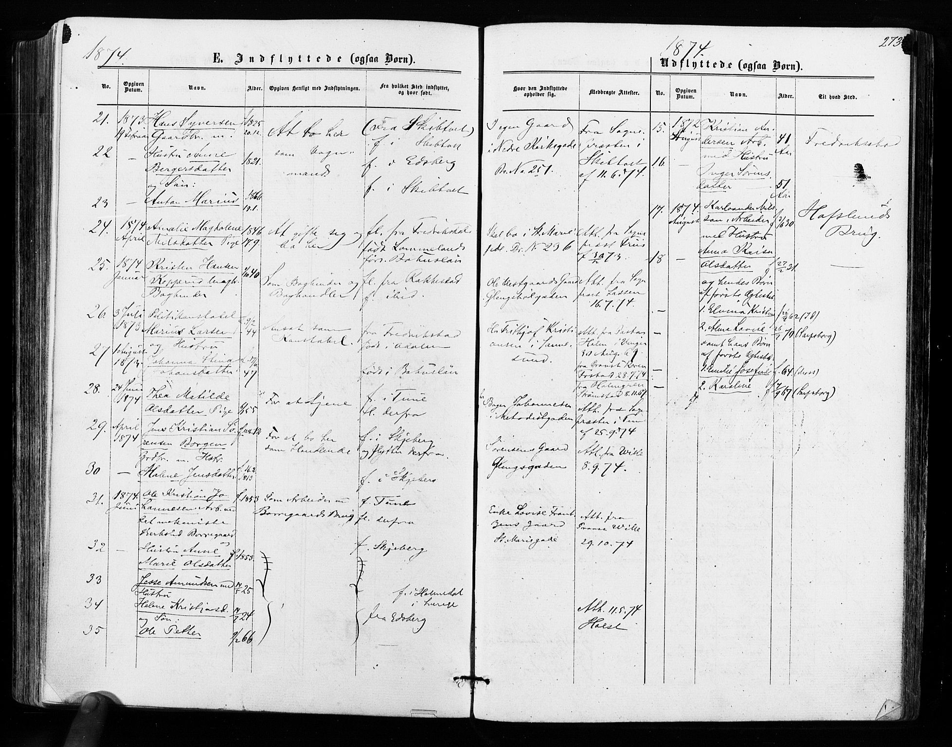 Sarpsborg prestekontor Kirkebøker, SAO/A-2006/F/Fa/L0002: Parish register (official) no. 2, 1869-1877, p. 273