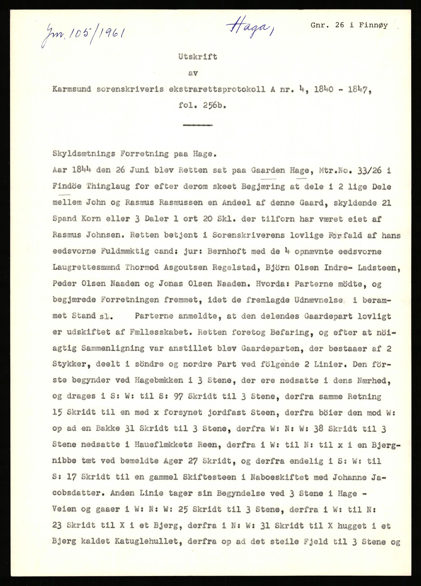 Statsarkivet i Stavanger, AV/SAST-A-101971/03/Y/Yj/L0028: Avskrifter sortert etter gårdsnavn: Gudla - Haga i Håland, 1750-1930, p. 495