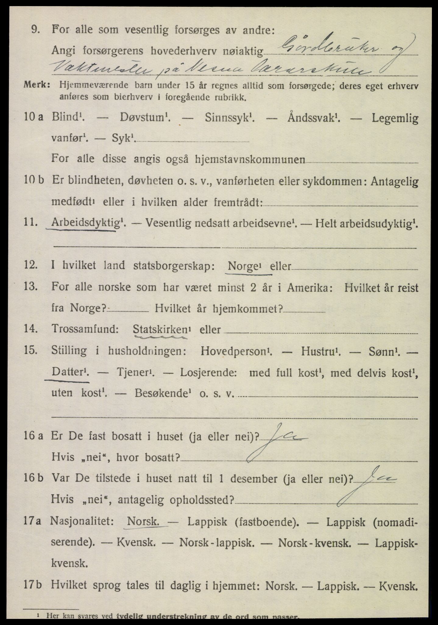 SAT, 1920 census for Nesna, 1920, p. 5204