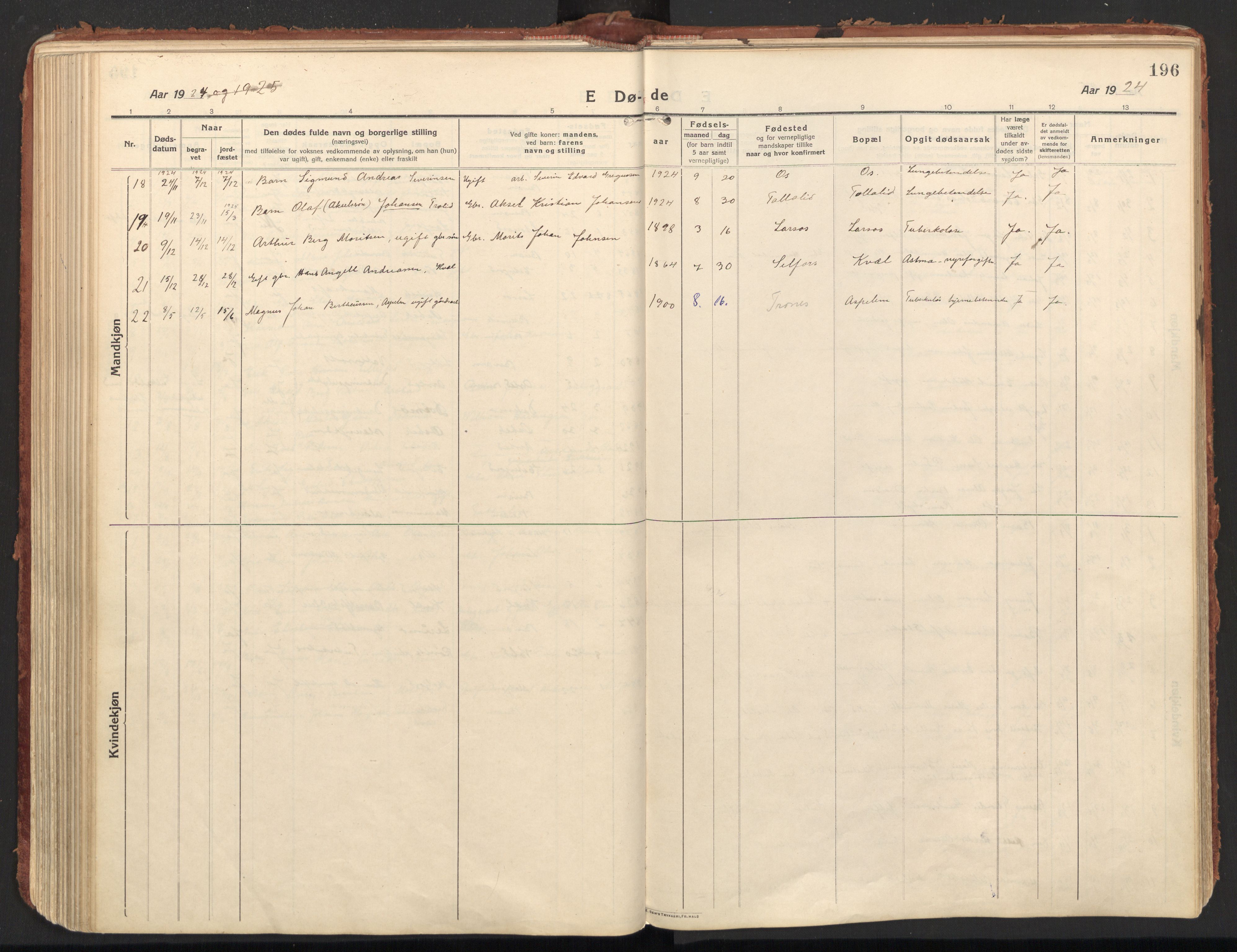 Ministerialprotokoller, klokkerbøker og fødselsregistre - Nordland, SAT/A-1459/846/L0650: Parish register (official) no. 846A08, 1916-1935, p. 196
