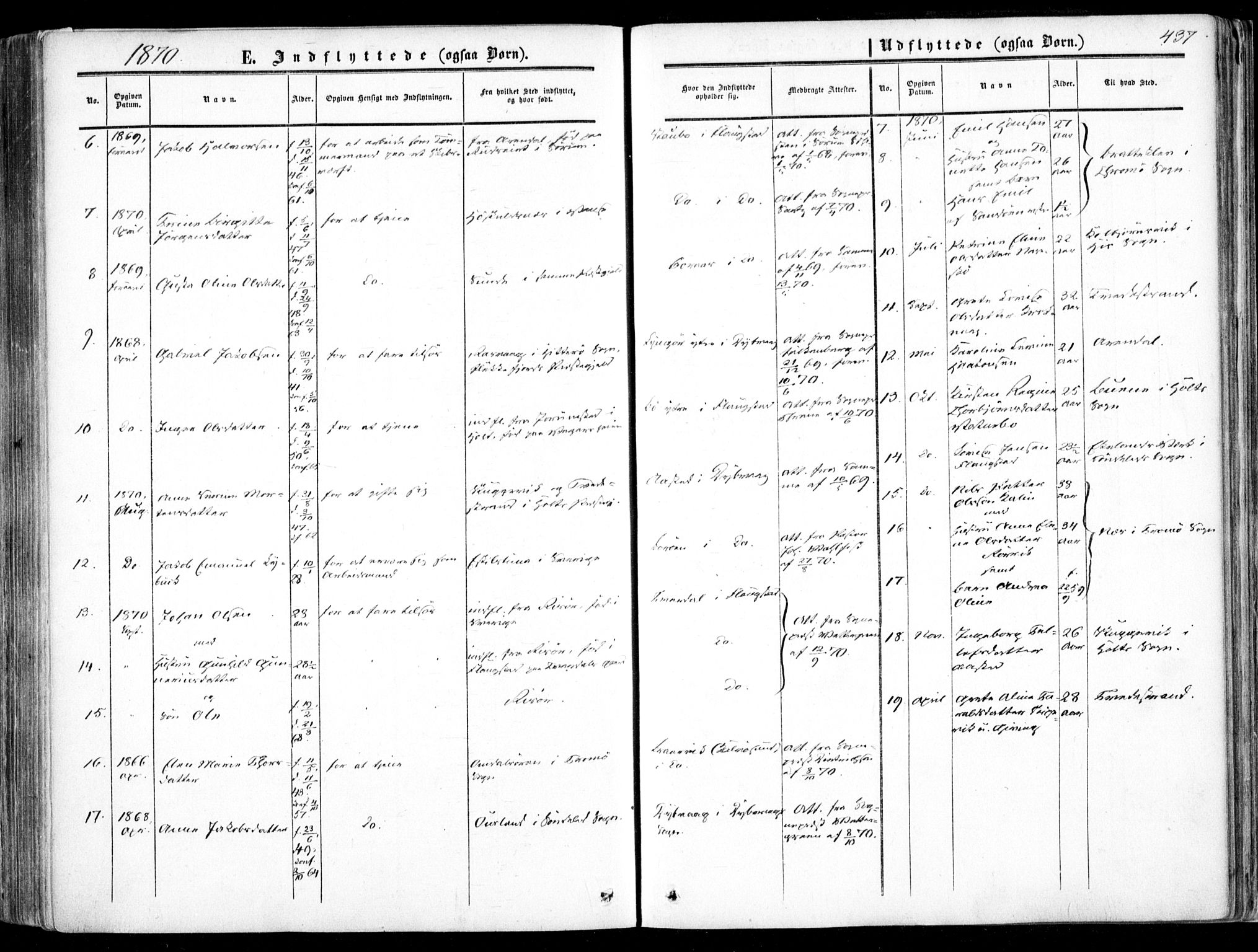 Dypvåg sokneprestkontor, SAK/1111-0007/F/Fa/Faa/L0006: Parish register (official) no. A 6, 1855-1872, p. 437