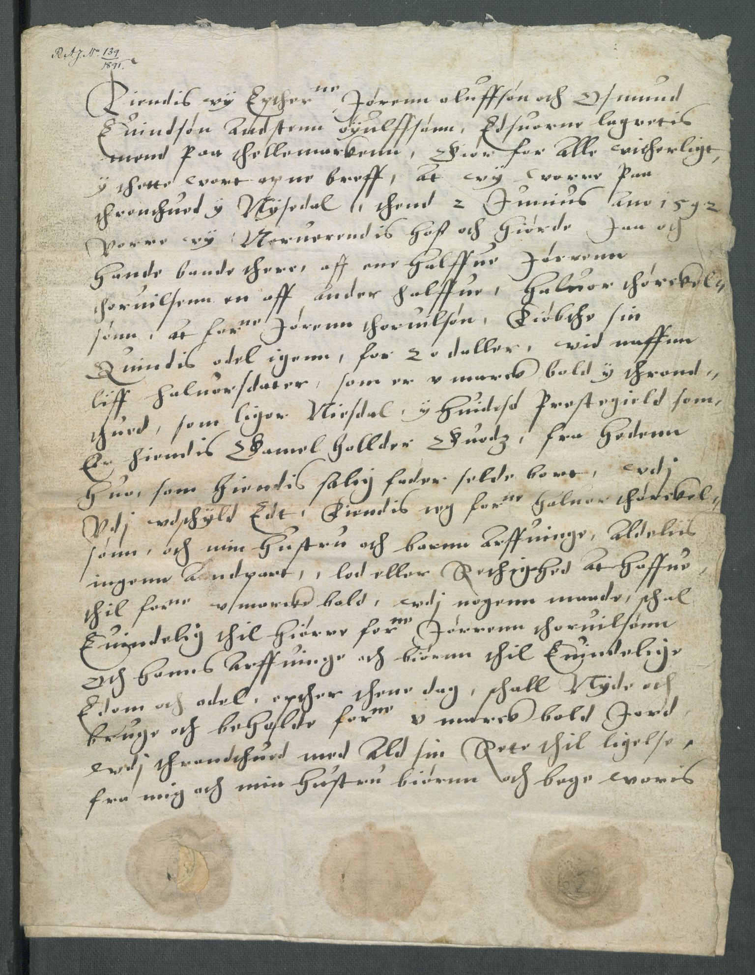Riksarkivets diplomsamling, AV/RA-EA-5965/F02/L0096: Dokumenter, 1592, p. 4