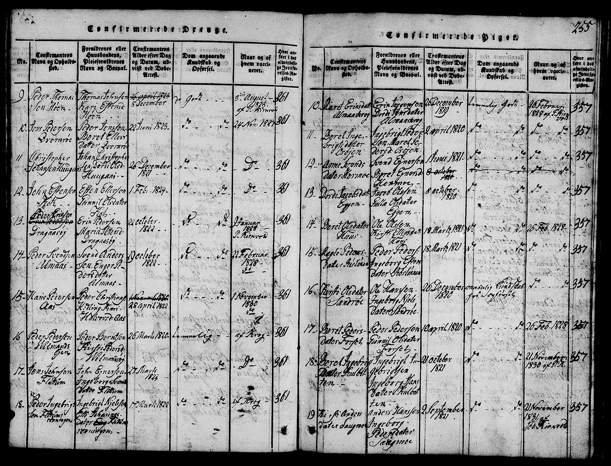 Ministerialprotokoller, klokkerbøker og fødselsregistre - Sør-Trøndelag, SAT/A-1456/688/L1026: Parish register (copy) no. 688C01, 1817-1860, p. 255