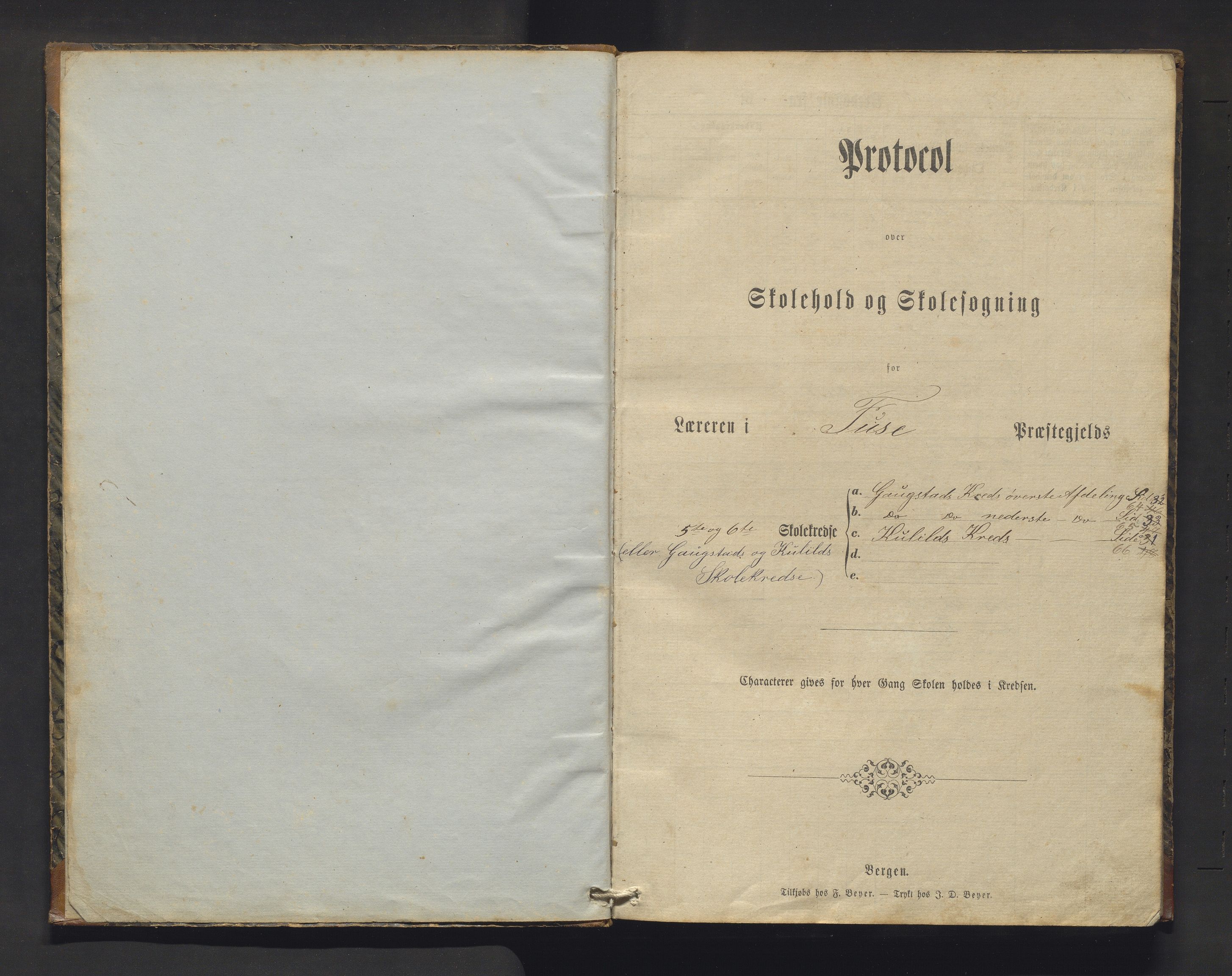 Fusa kommune. Barneskulane, IKAH/1241-231/F/Fa/L0001: Skuleprotokoll for Bogøy, Bogøystranda og Holmefjord krinsar, 1867-1895