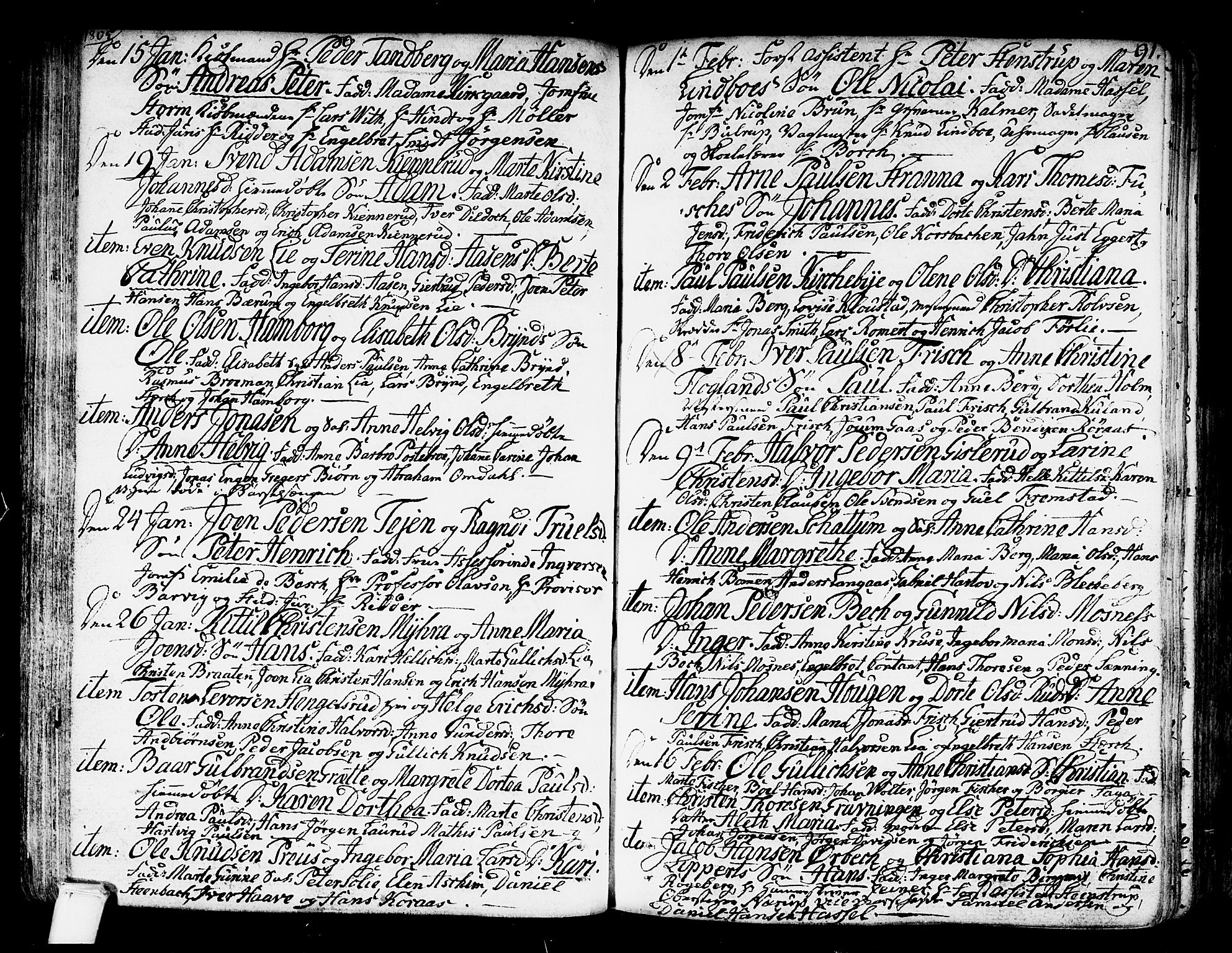 Kongsberg kirkebøker, SAKO/A-22/F/Fa/L0007: Parish register (official) no. I 7, 1795-1816, p. 91