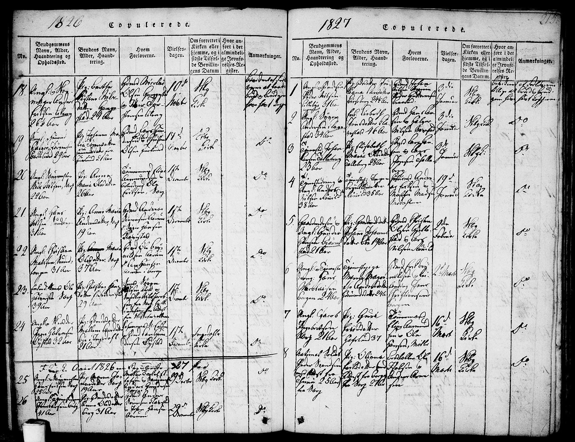 Skjeberg prestekontor Kirkebøker, SAO/A-10923/F/Fa/L0004: Parish register (official) no. I 4, 1815-1830, p. 215