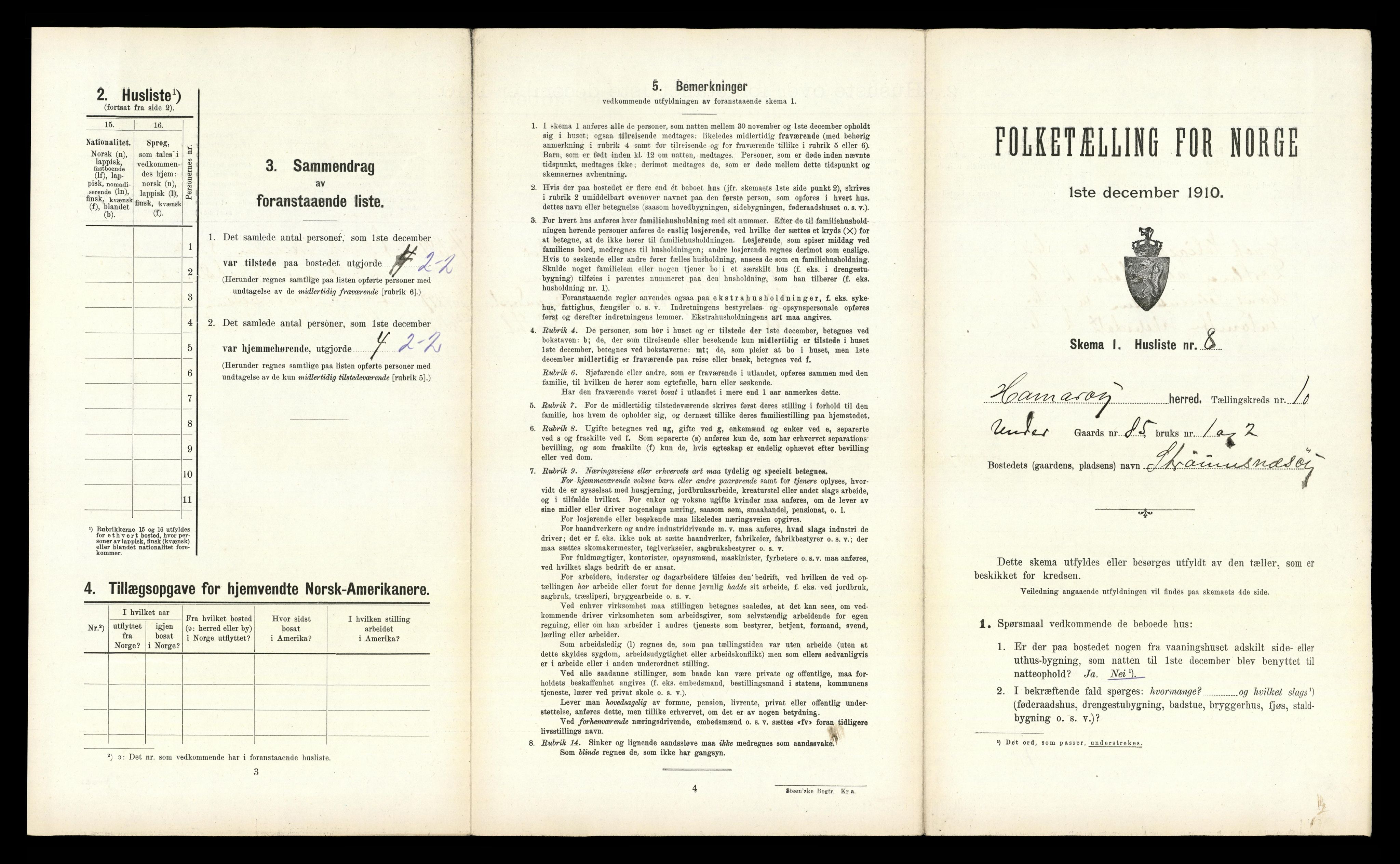 RA, 1910 census for Hamarøy, 1910, p. 1004